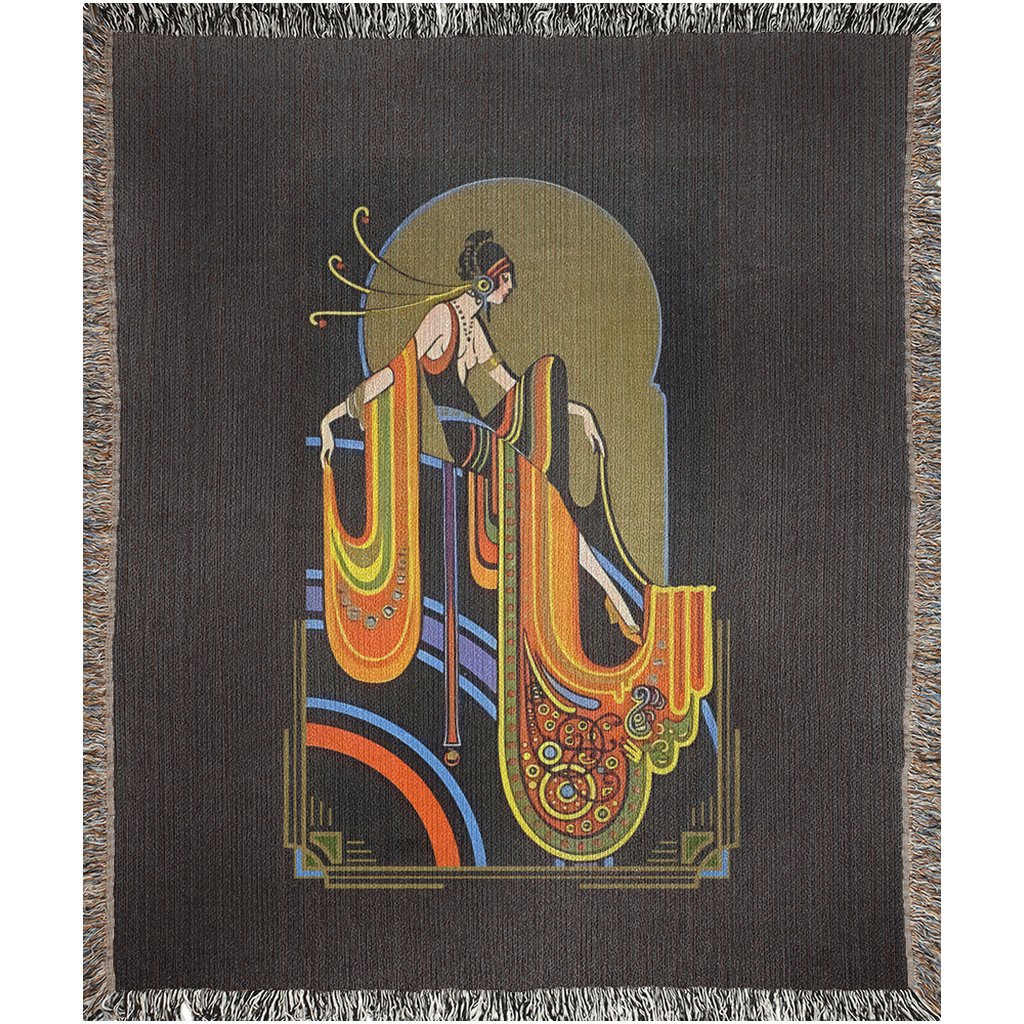 Glamour Girls Art Deco Woven Blankets | Vintage Playing Card Elegant Throw Blanket - POP DECO