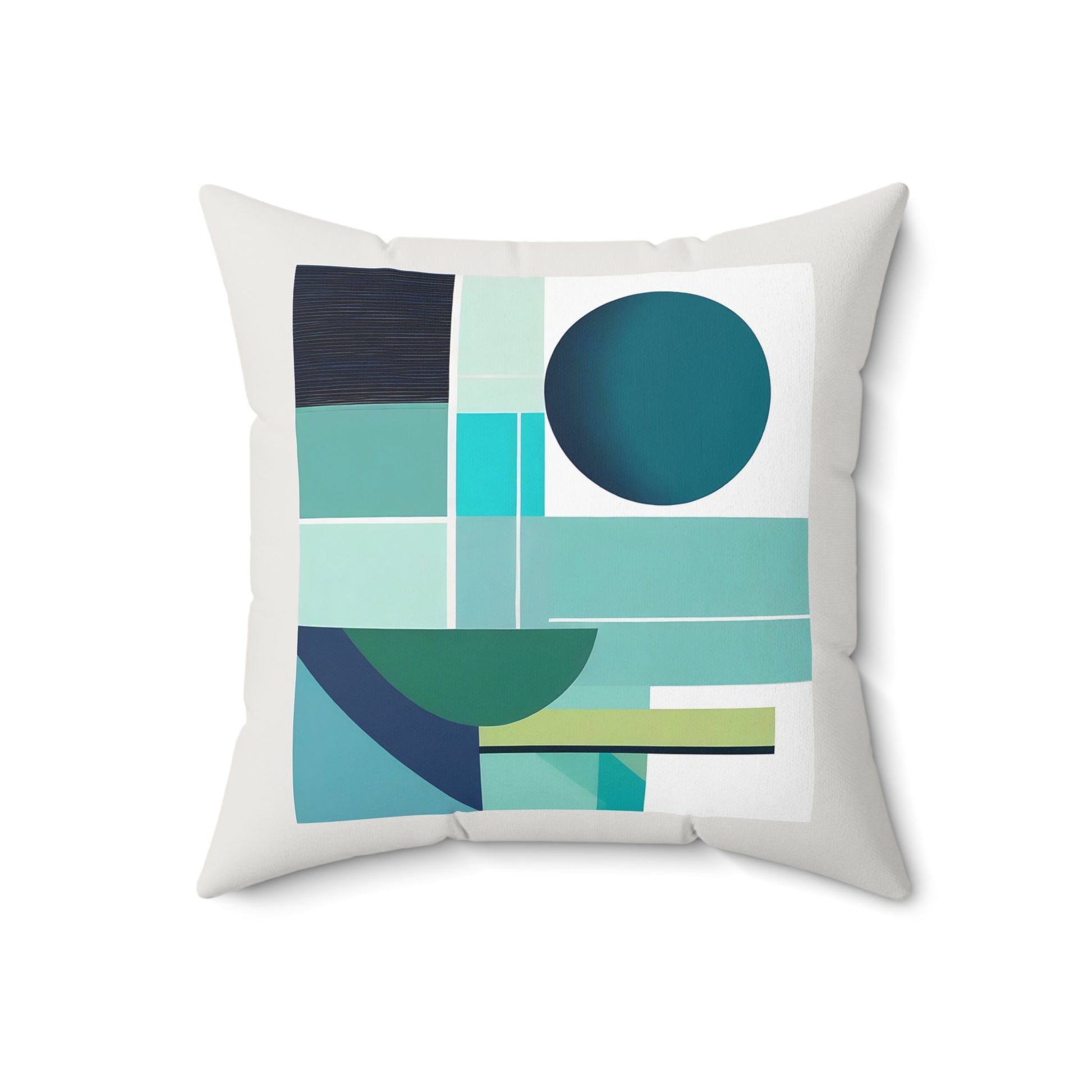 Grays and Greens Abstract Geometric Square Pillow - POP DECO