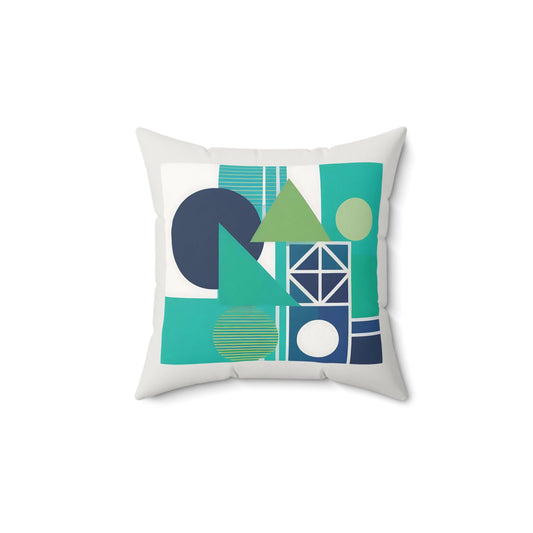 Grays and Greens Abstract Geometric Square Pillow - POP DECO