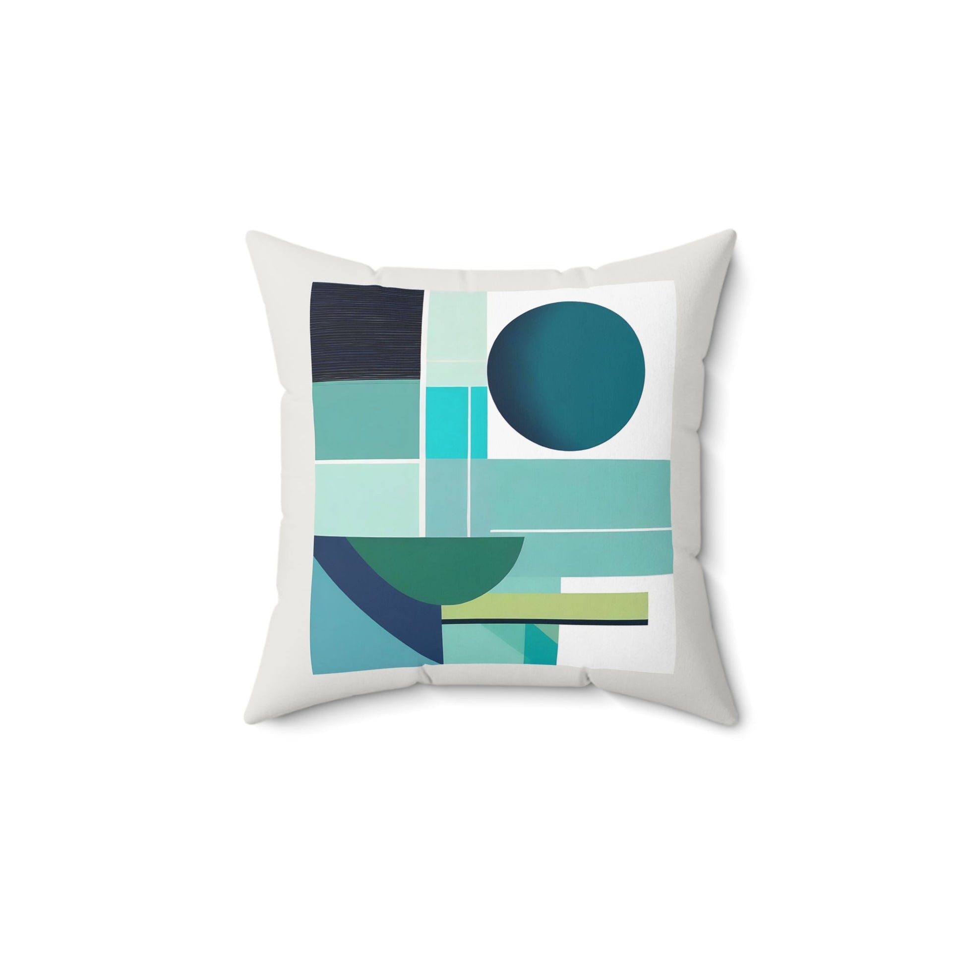 Grays and Greens Abstract Geometric Square Pillow - POP DECO