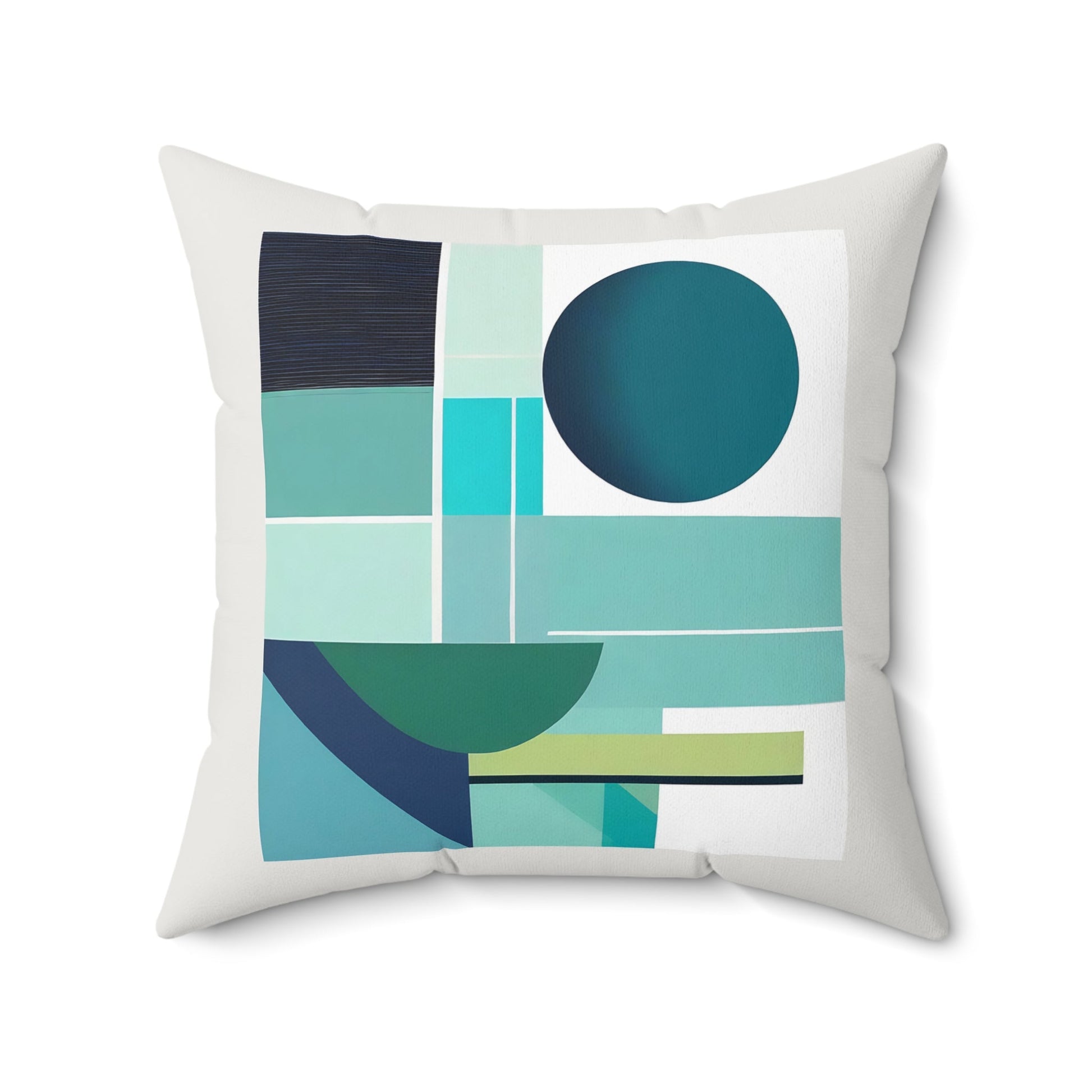 Grays and Greens Abstract Geometric Square Pillow - POP DECO