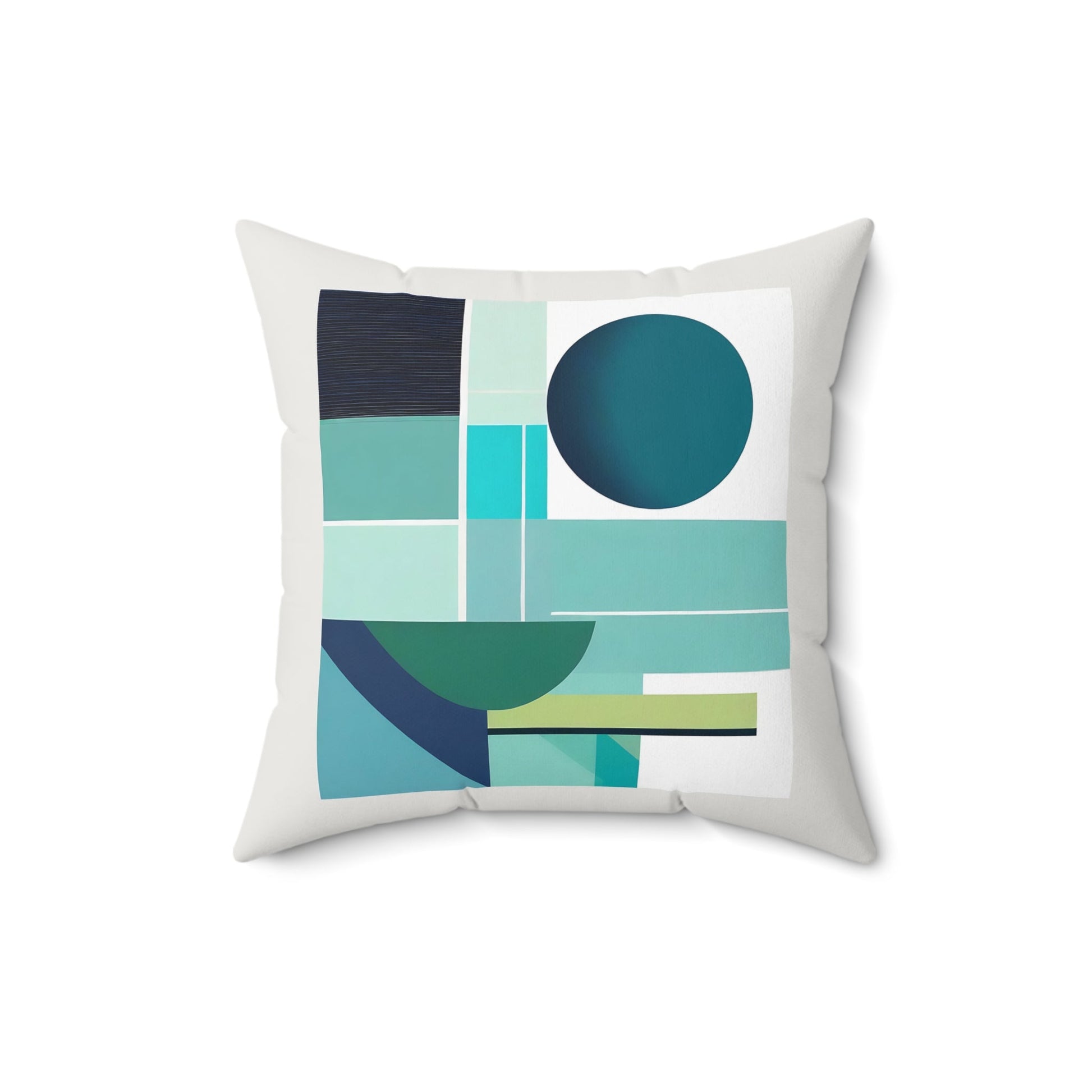 Grays and Greens Abstract Geometric Square Pillow - POP DECO