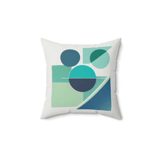 Grays and Greens Abstract Geometric Square Pillow - POP DECO