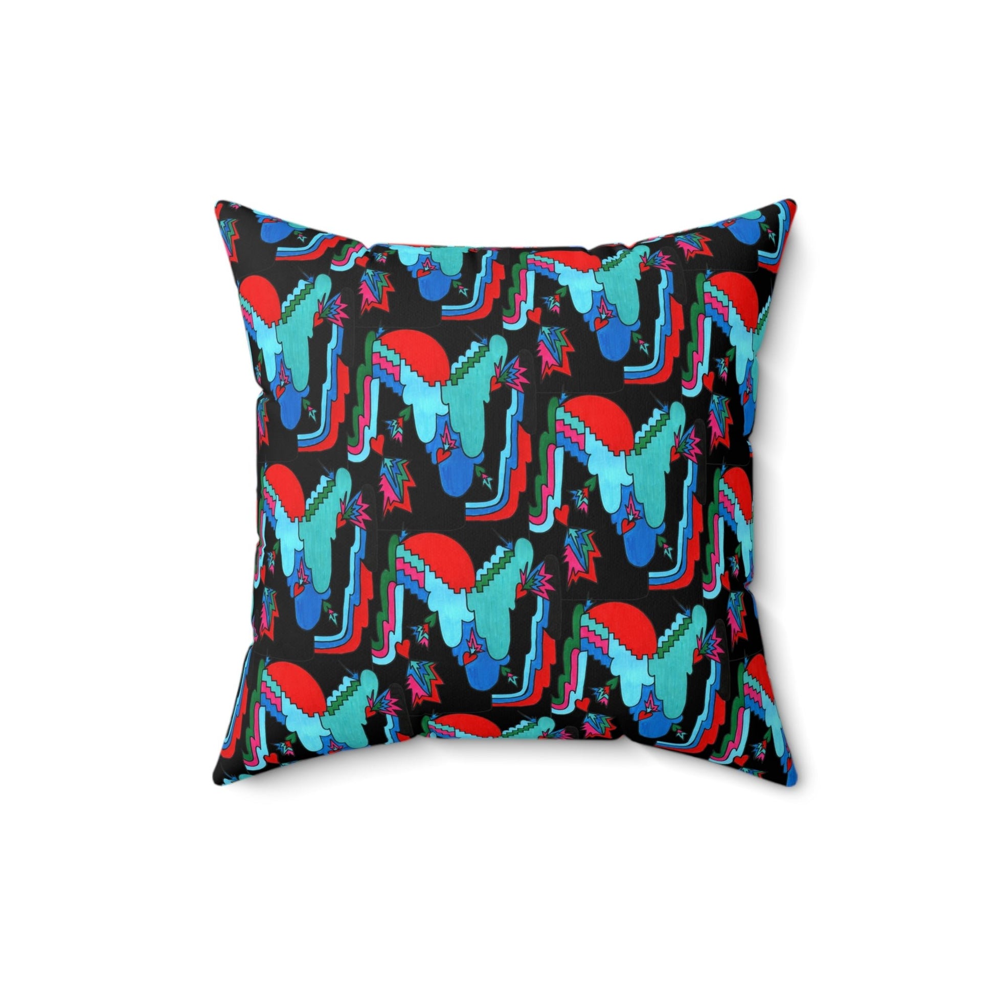 Hand Drawn Abstract Geometric Retro Decoscape Spun Polyester Square Pillow - POP DECO