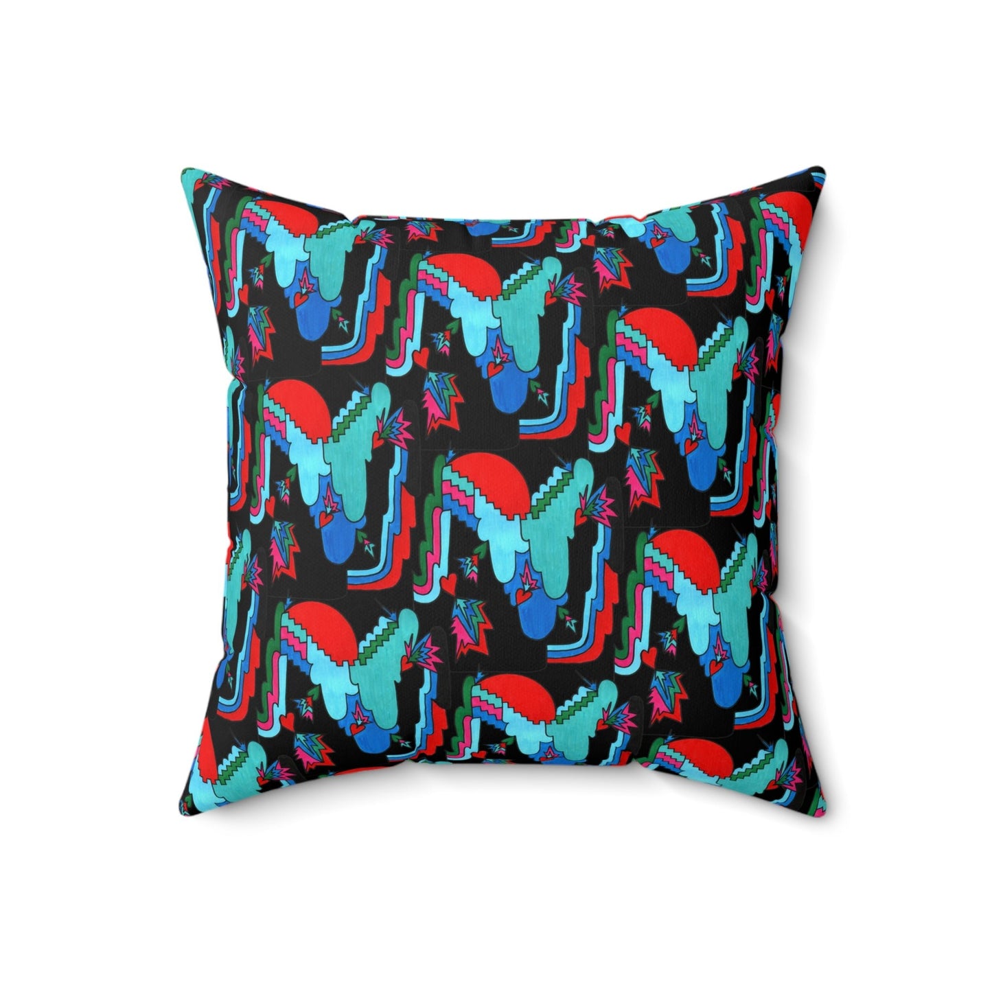 Hand Drawn Abstract Geometric Retro Decoscape Spun Polyester Square Pillow - POP DECO