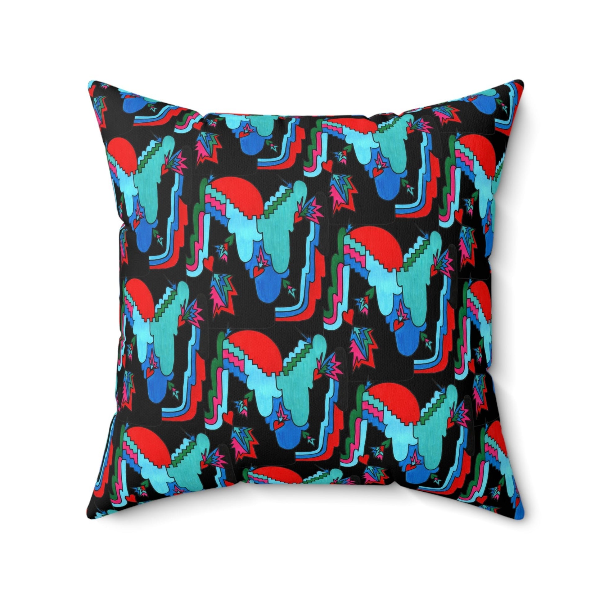 Hand Drawn Abstract Geometric Retro Decoscape Spun Polyester Square Pillow - POP DECO