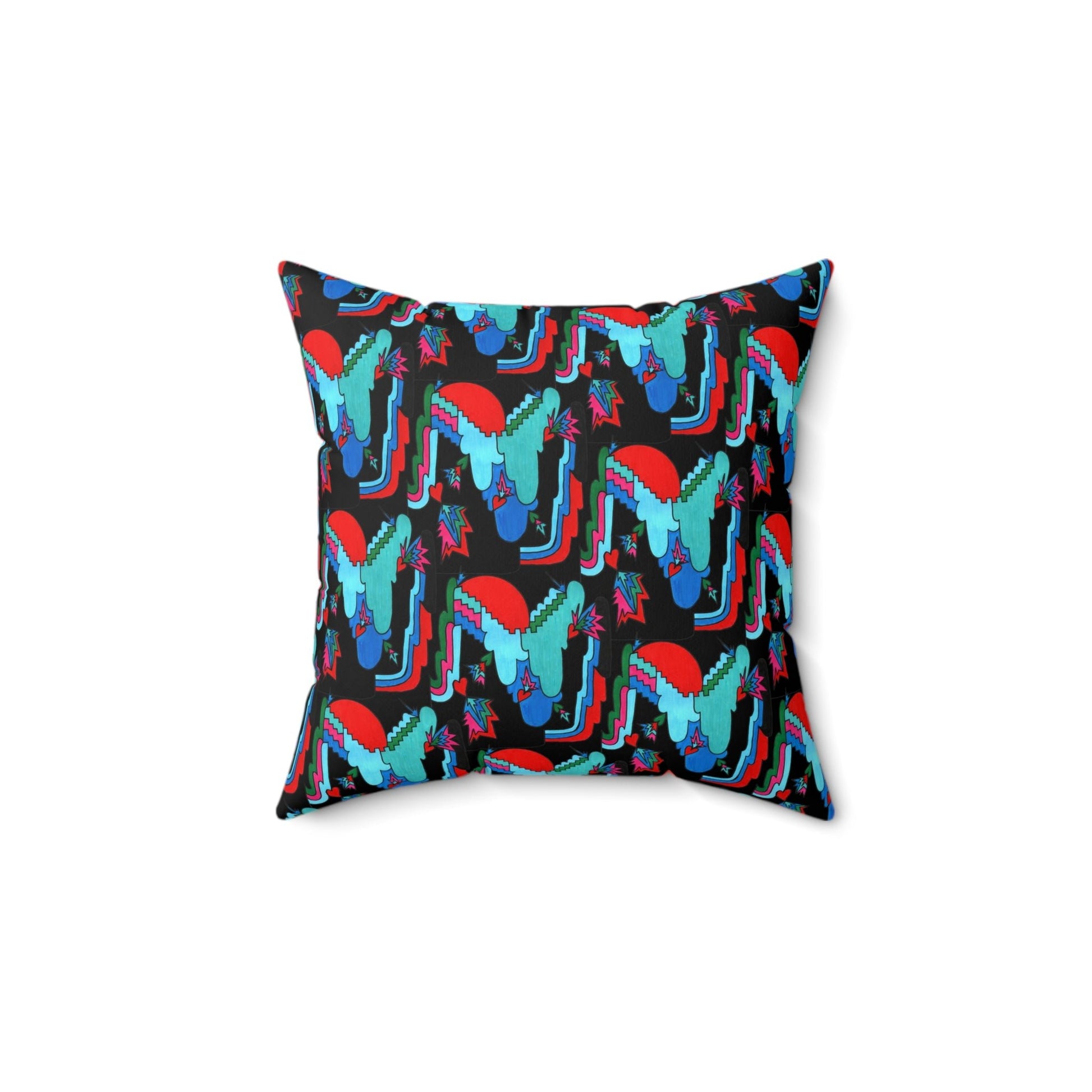 Hand Drawn Abstract Geometric Retro Decoscape Spun Polyester Square Pillow - POP DECO