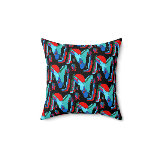 Hand Drawn Abstract Geometric Retro Decoscape Spun Polyester Square Pillow - POP DECO