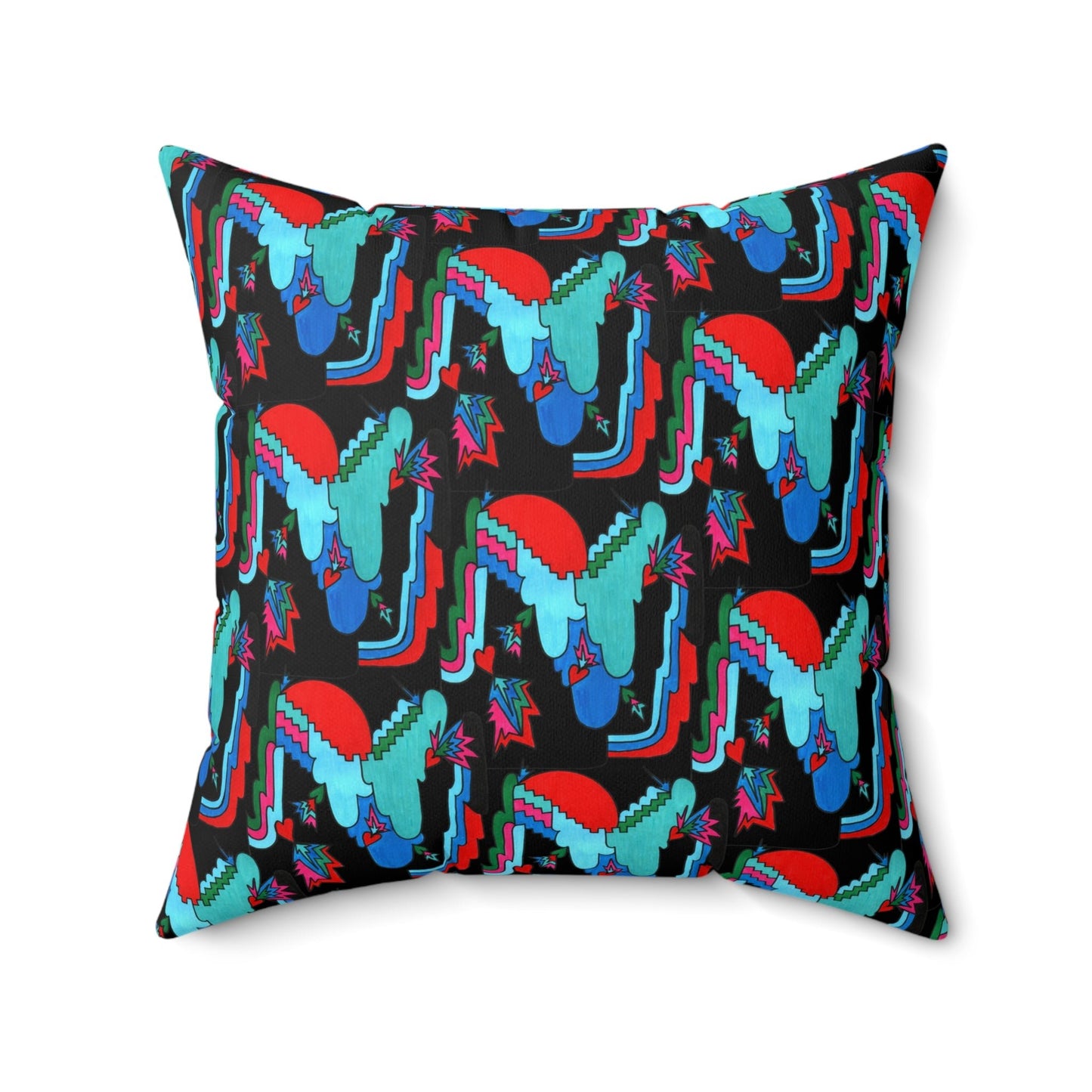 Hand Drawn Abstract Geometric Retro Decoscape Spun Polyester Square Pillow - POP DECO