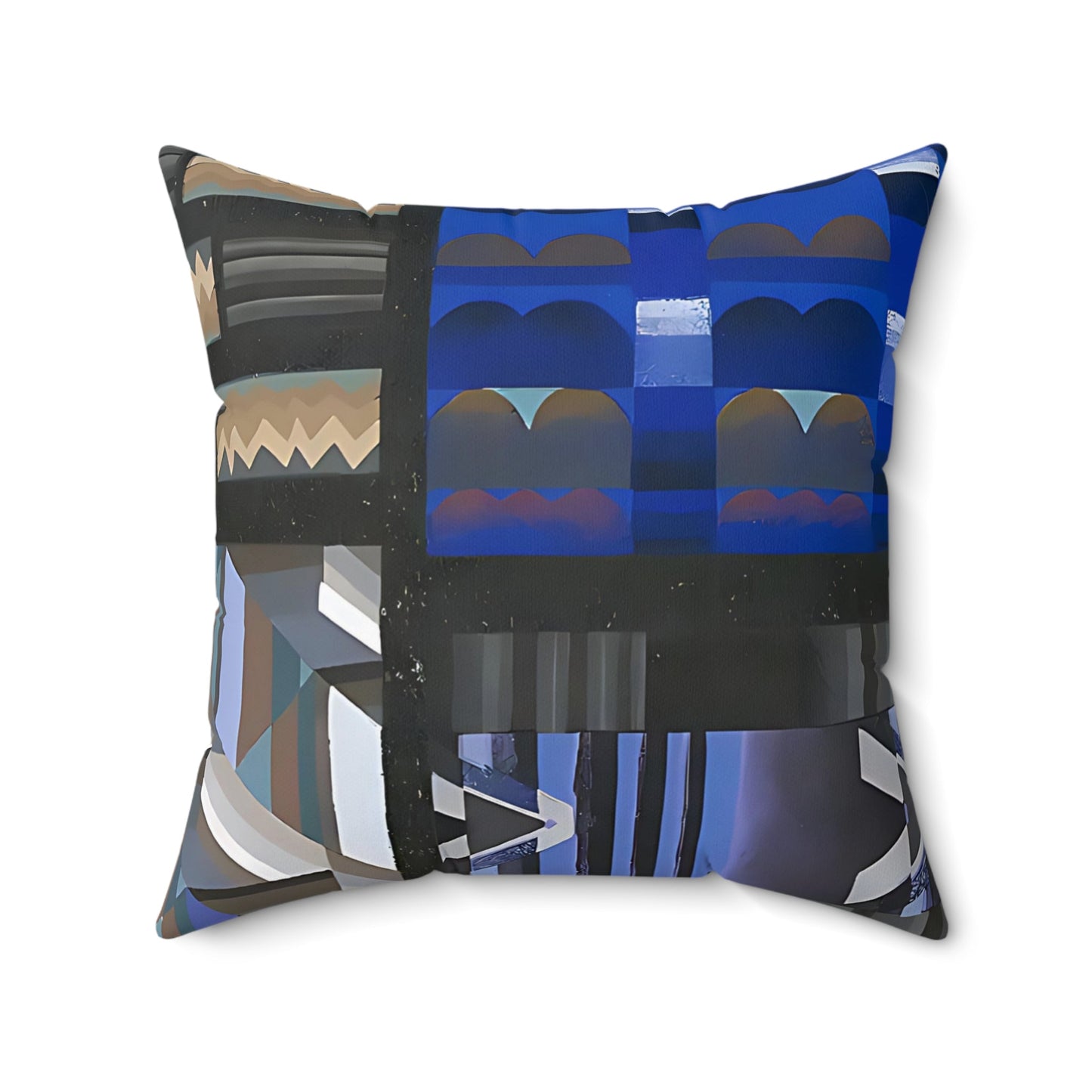 Jewel Tone Blue Geometric Abstract Art Square Pillow - POP DECO