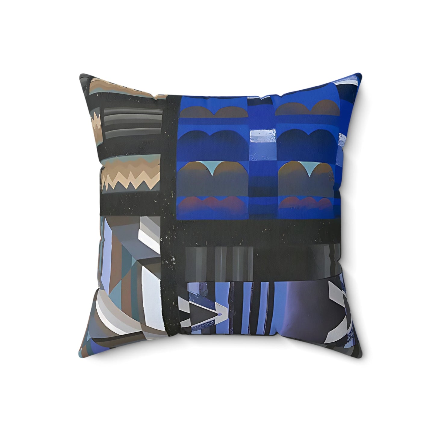 Jewel Tone Blue Geometric Abstract Art Square Pillow - POP DECO