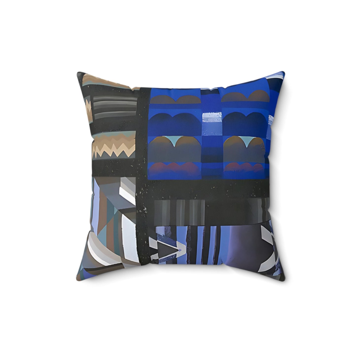 Jewel Tone Blue Geometric Abstract Art Square Pillow - POP DECO