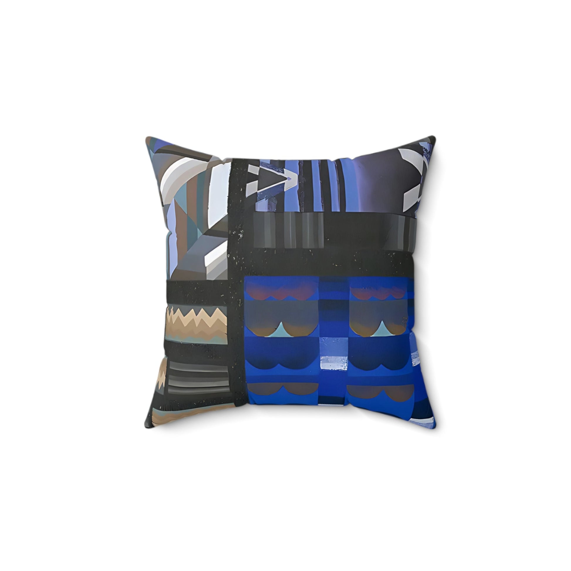 Jewel Tone Blue Geometric Abstract Art Square Pillow - POP DECO