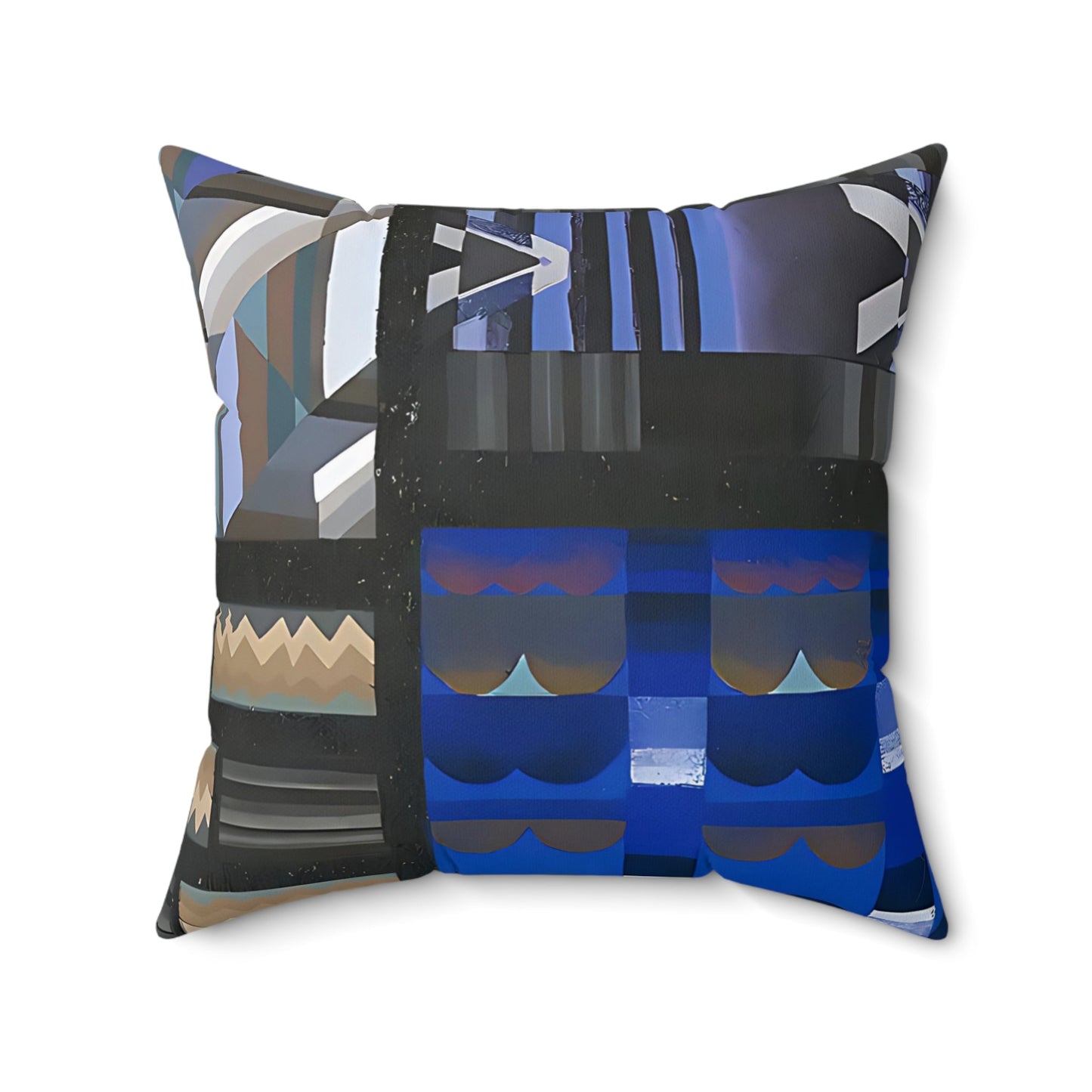 Jewel Tone Blue Geometric Abstract Art Square Pillow - POP DECO