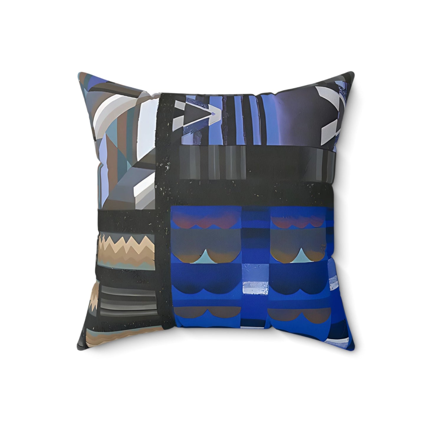 Jewel Tone Blue Geometric Abstract Art Square Pillow - POP DECO