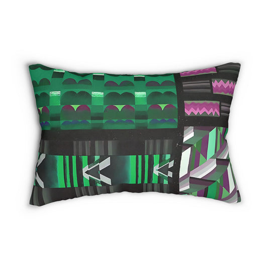 Jewel Tone Green Geometric Abstract Art Rectangular Pillow - POP DECO