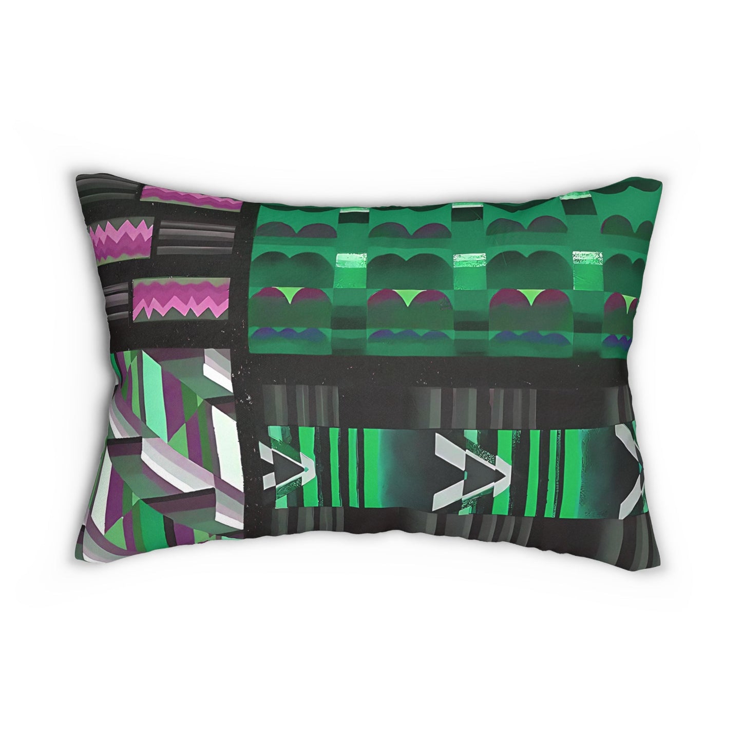 Jewel Tone Green Geometric Abstract Art Rectangular Pillow - POP DECO