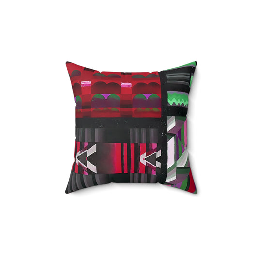 Jewel Tone Red Geometric Abstract Art Square Pillow - POP DECO