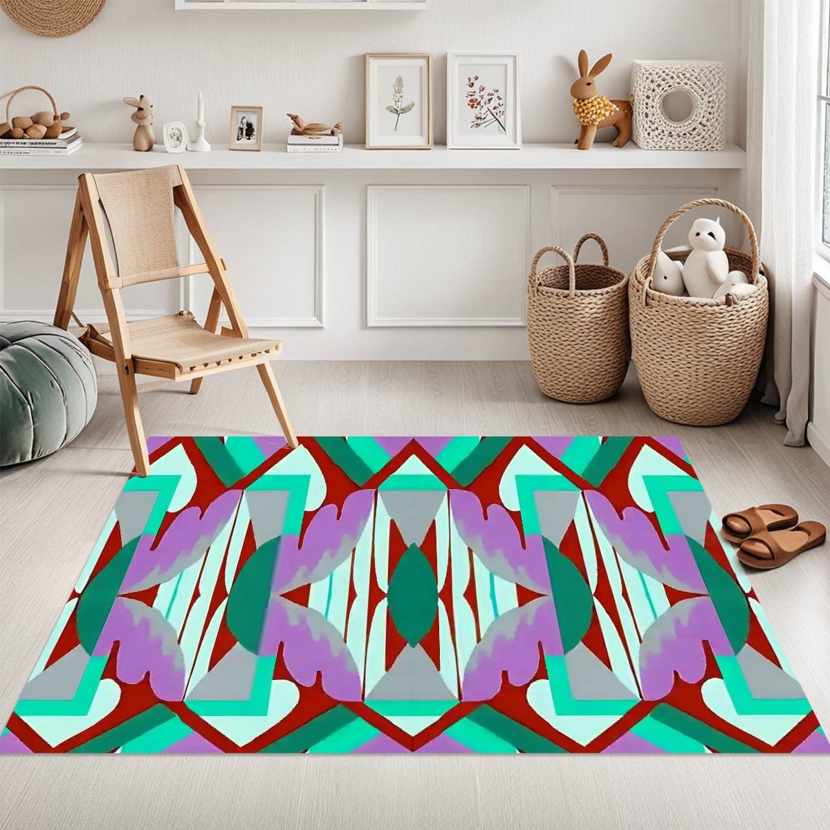 Kaleidoscope Reimagined Colorful Abstract Area Rug (5x3) | Boho Eclectic Rug - POP DECO