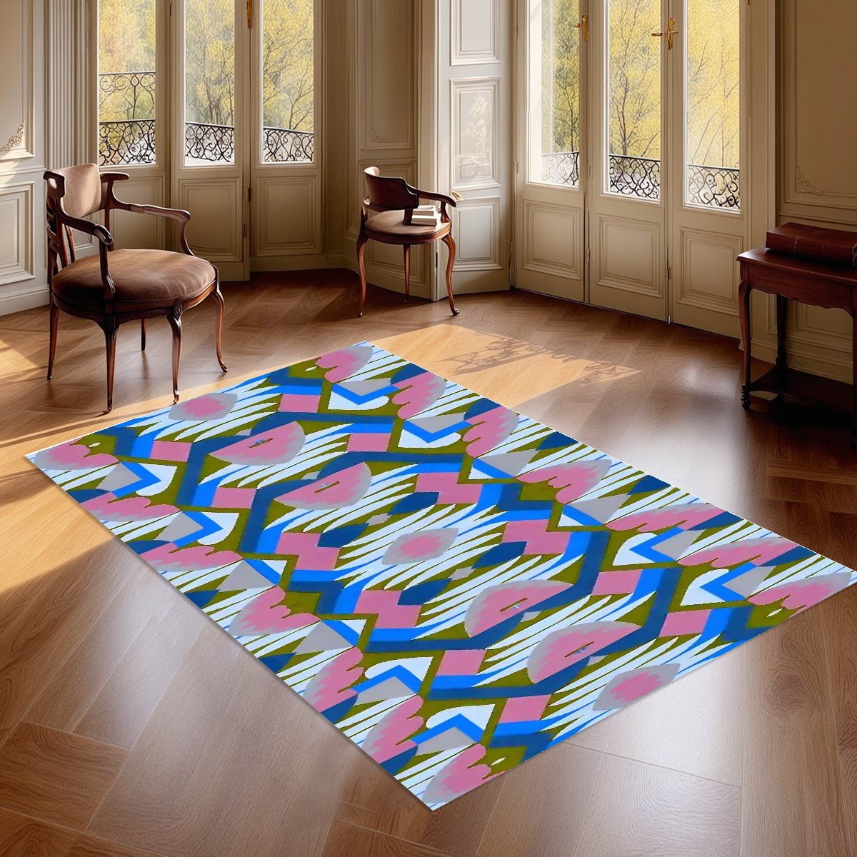 Kaleidoscope Reimagined Colorful Abstract Area Rug (5x3) | Boho Eclectic Rug - POP DECO