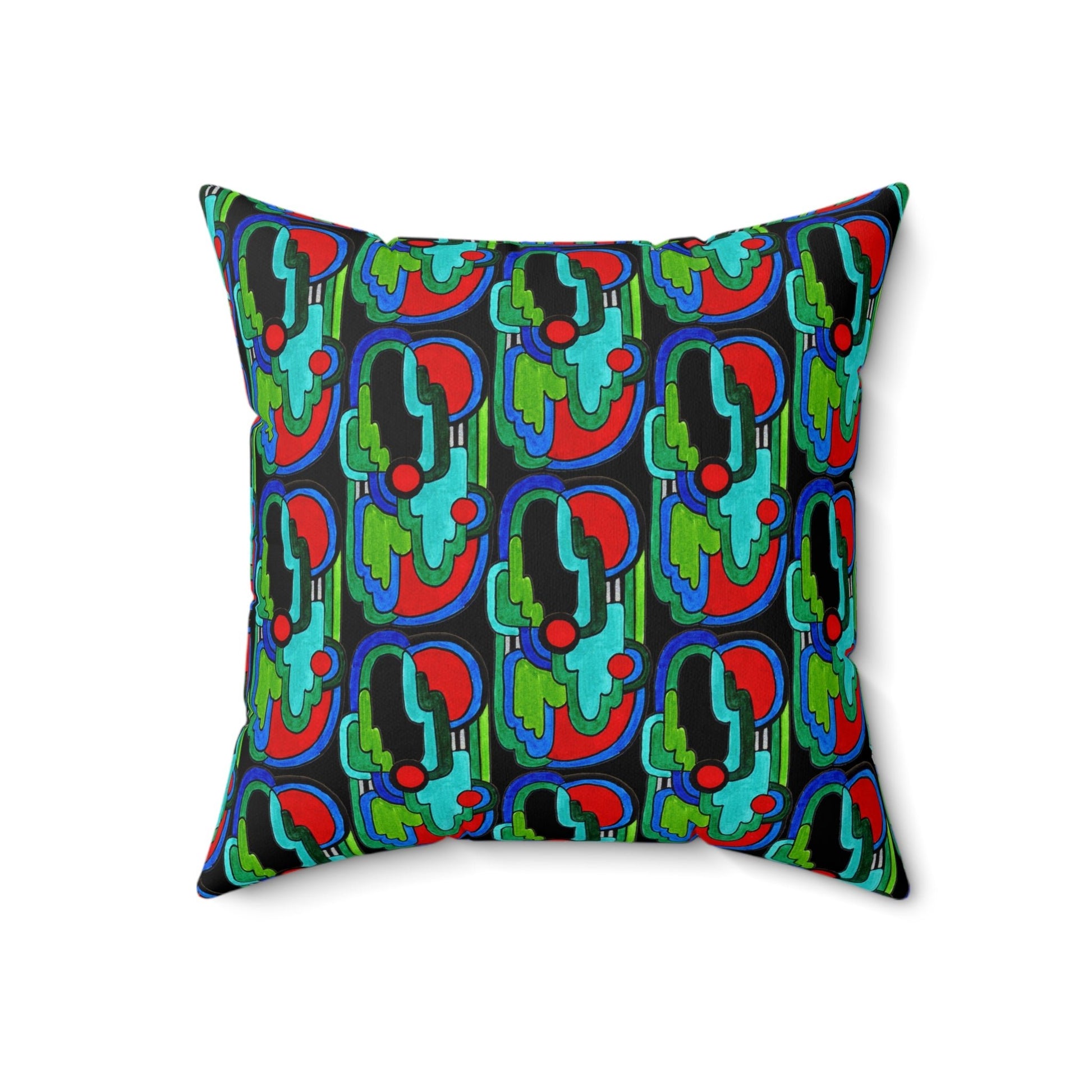 Maximalist Abstract Drawing Art Deco Vibe Geometric Pattern Square Throw Pillow - POP DECO