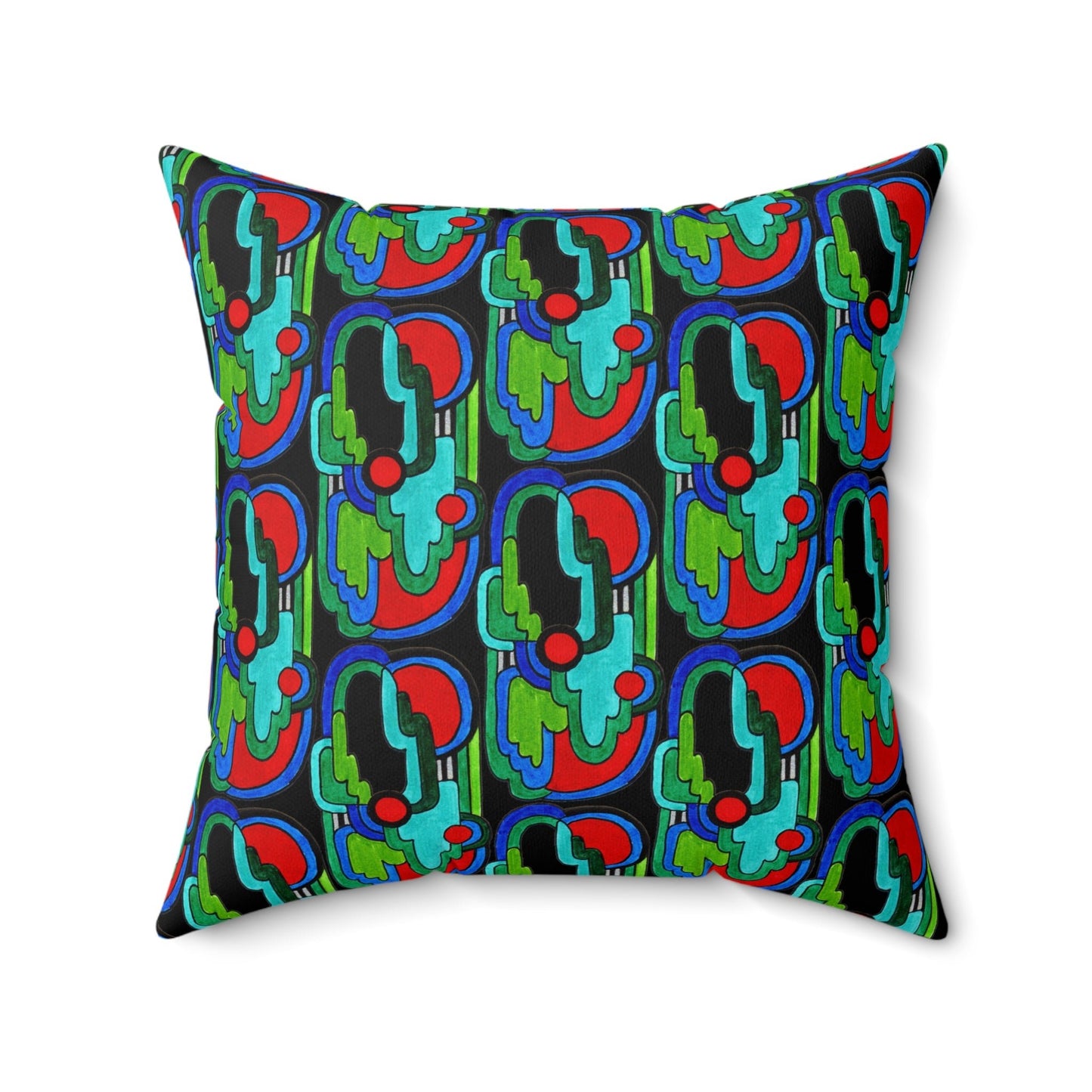 Maximalist Abstract Drawing Art Deco Vibe Geometric Pattern Square Throw Pillow - POP DECO