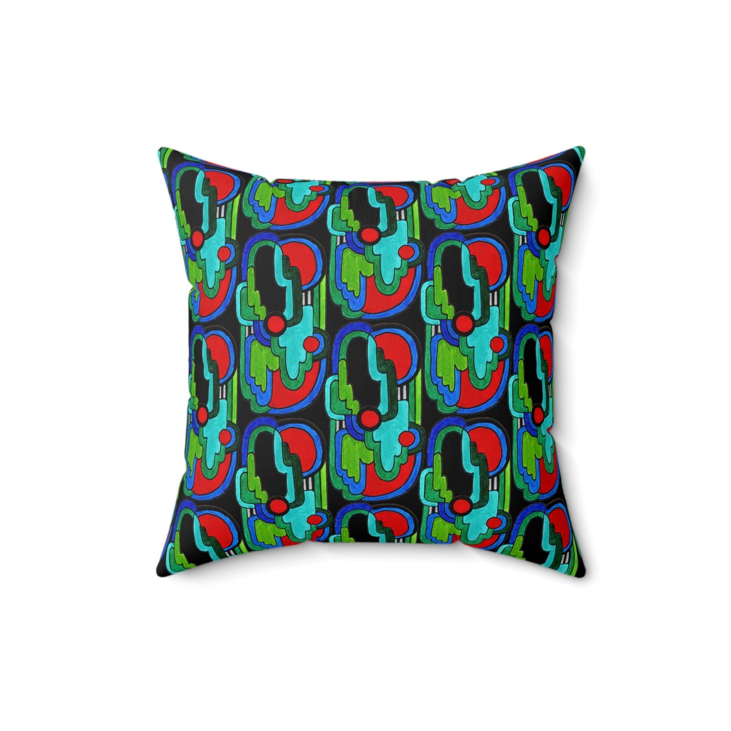 Maximalist Abstract Drawing Art Deco Vibe Geometric Pattern Square Throw Pillow - POP DECO