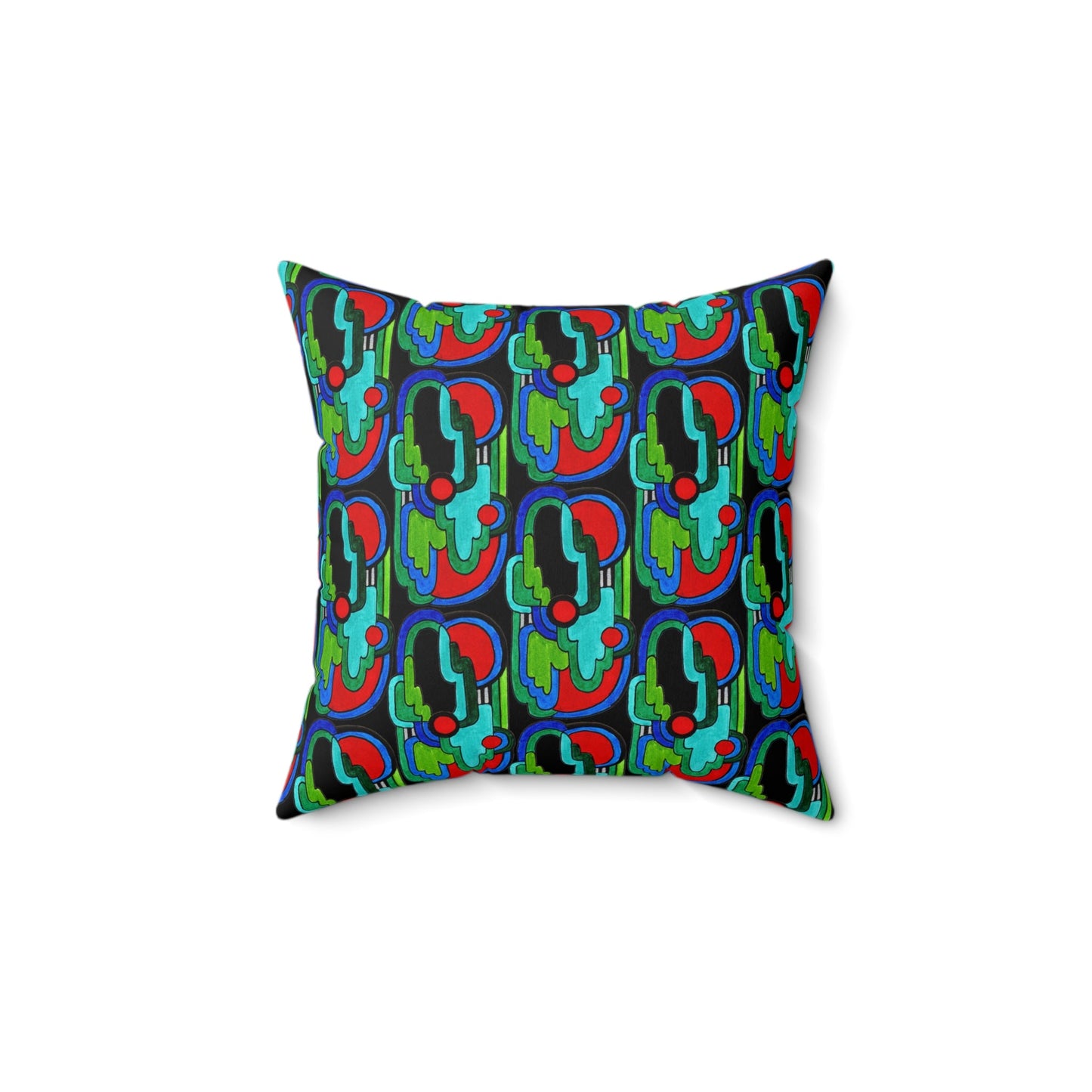 Maximalist Abstract Drawing Art Deco Vibe Geometric Pattern Square Throw Pillow - POP DECO