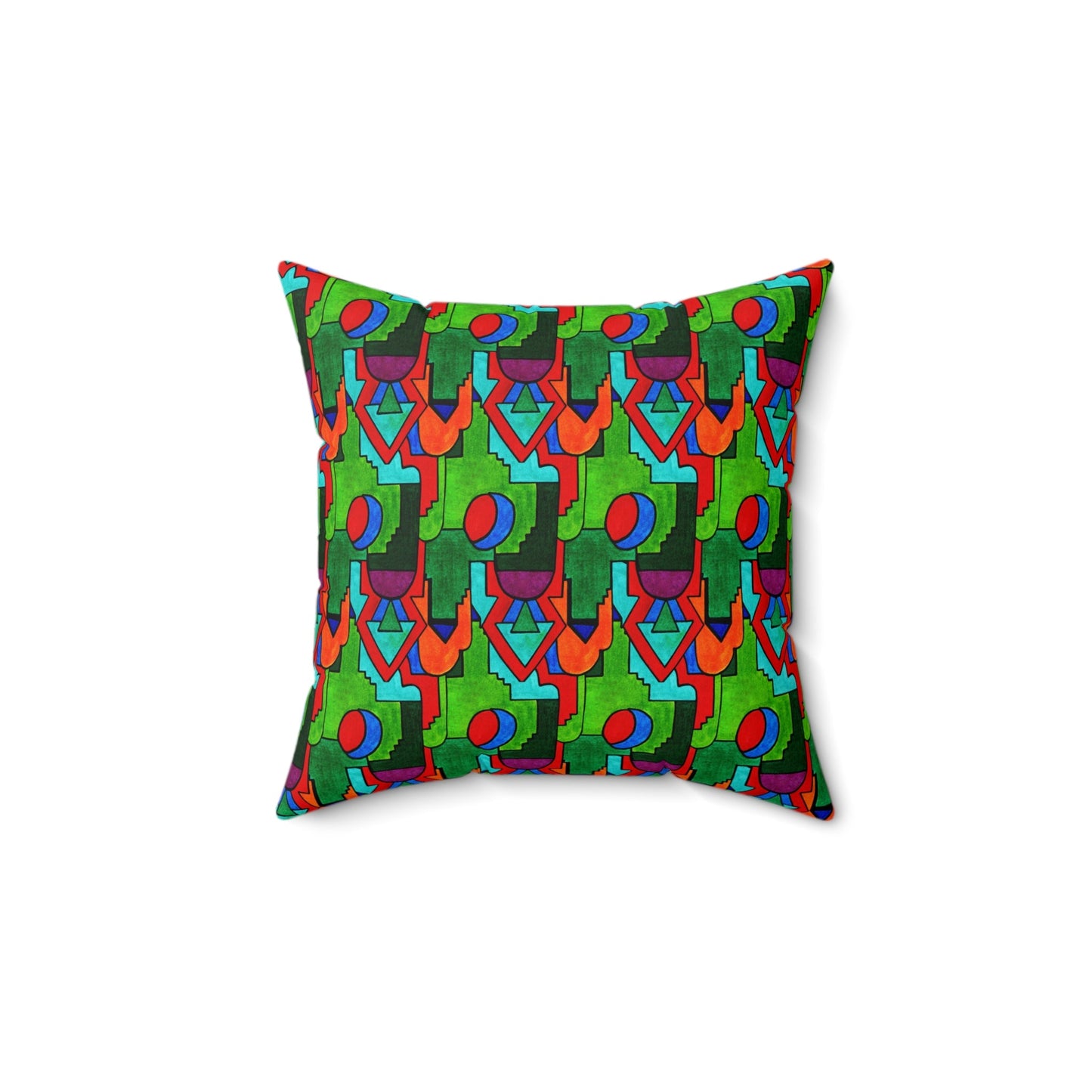 Maximalist Abstract Geometric Drawing Art Deco Vibe Geometric Pattern Square Throw Pillow - POP DECO