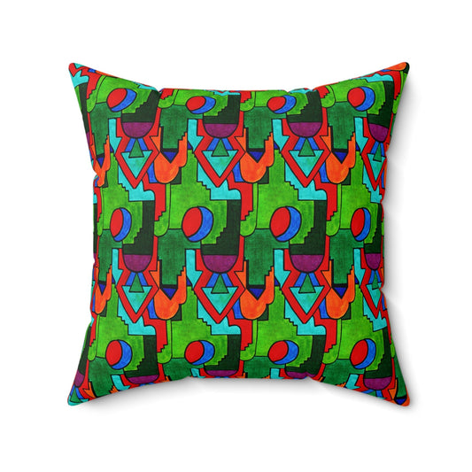 Maximalist Abstract Geometric Drawing Art Deco Vibe Geometric Pattern Square Throw Pillow - POP DECO