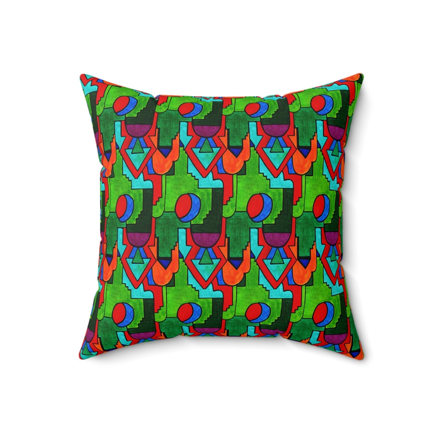 Maximalist Abstract Geometric Drawing Art Deco Vibe Geometric Pattern Square Throw Pillow - POP DECO