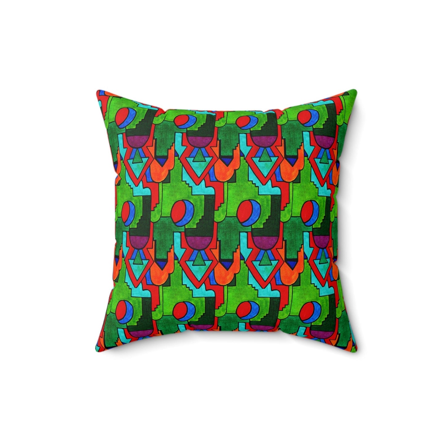 Maximalist Abstract Geometric Drawing Art Deco Vibe Geometric Pattern Square Throw Pillow - POP DECO