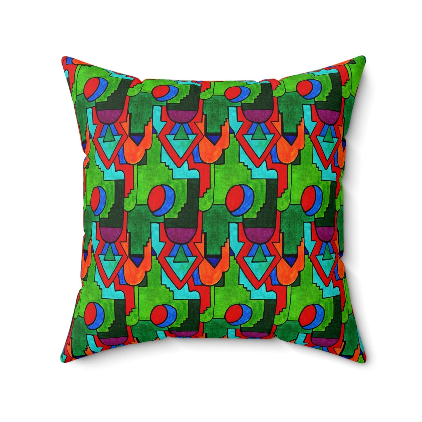 Maximalist Abstract Geometric Drawing Art Deco Vibe Geometric Pattern Square Throw Pillow - POP DECO