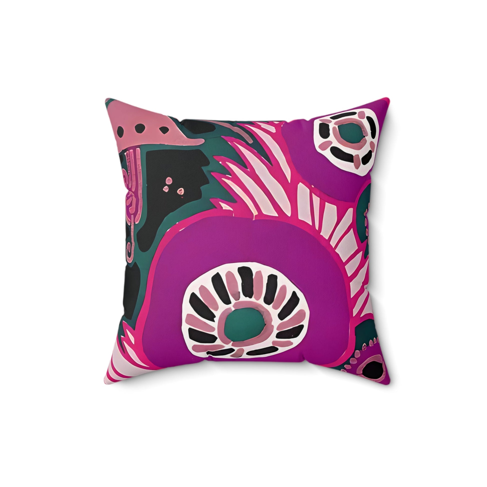 Maximalist Floral Jewel Tone Pink and Green Throw Pillow - POP DECO