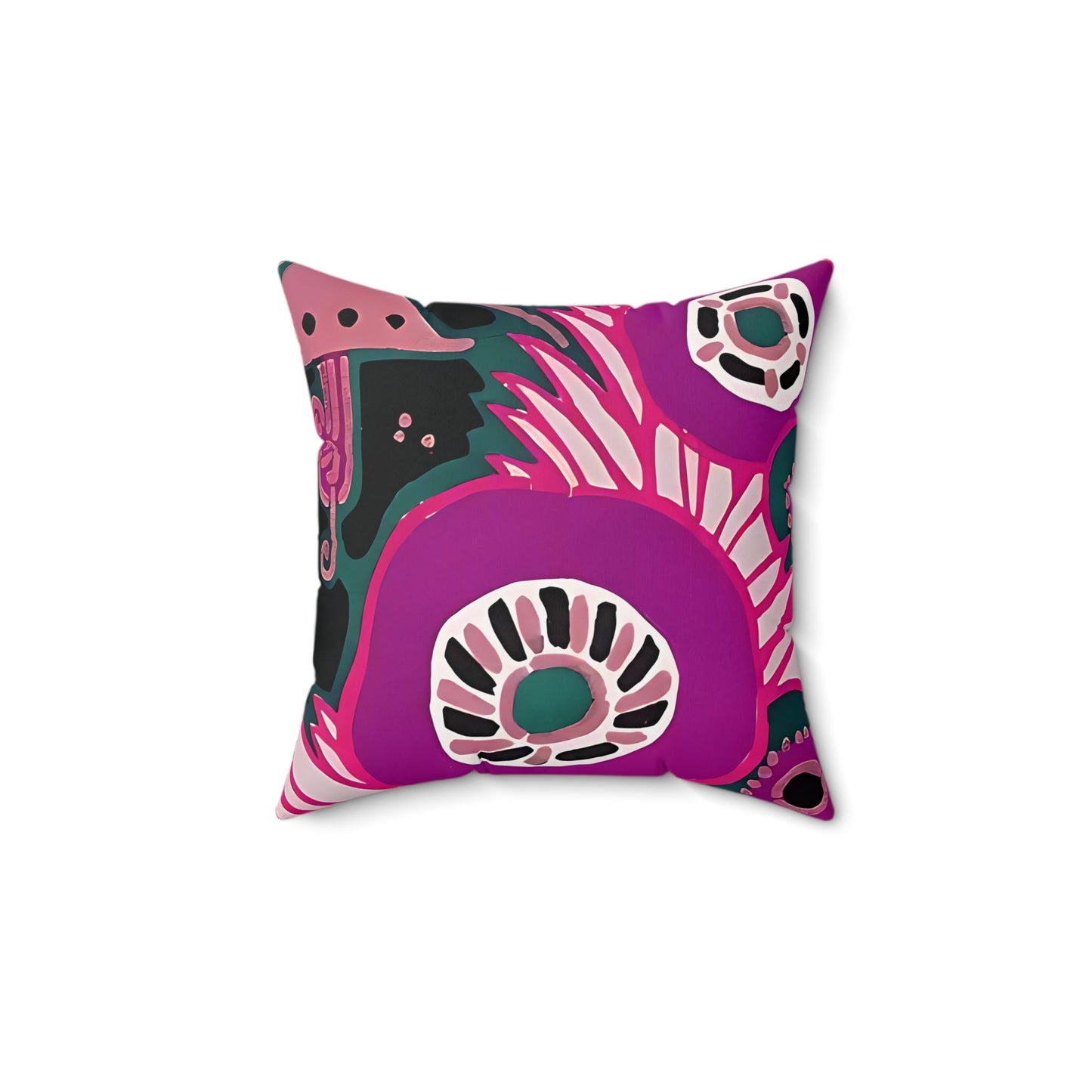 Maximalist Floral Jewel Tone Pink and Green Throw Pillow - POP DECO