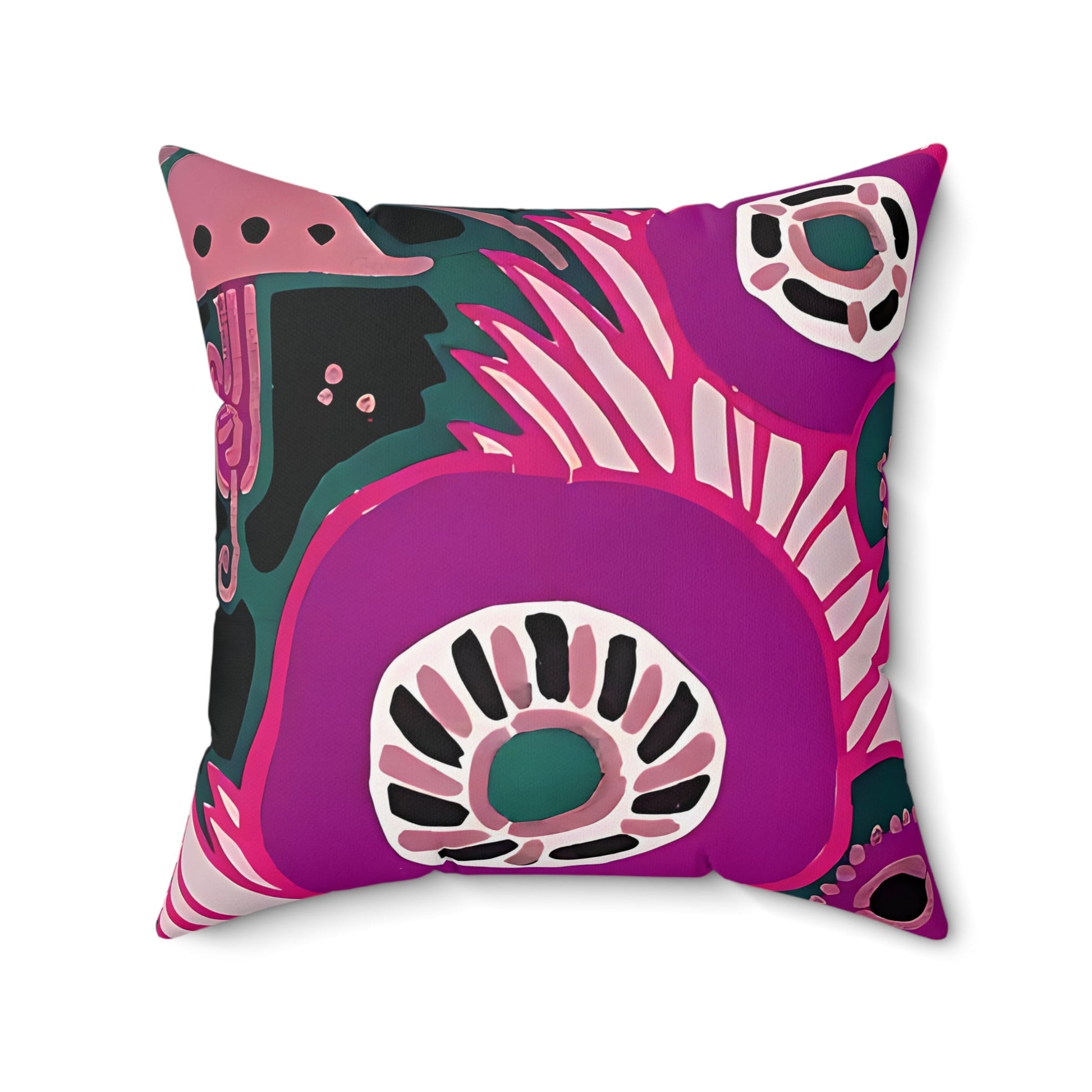 Maximalist Floral Jewel Tone Pink and Green Throw Pillow - POP DECO