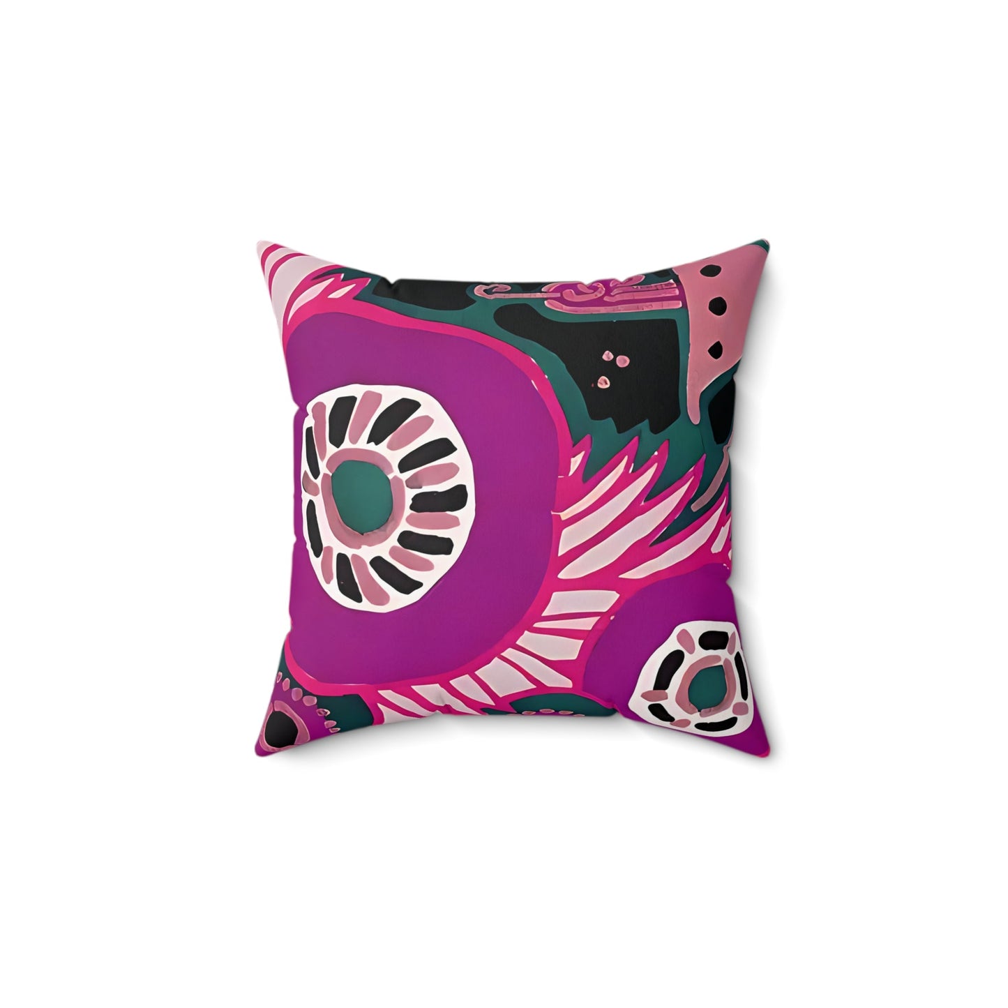 Maximalist Floral Jewel Tone Pink and Green Throw Pillow - POP DECO