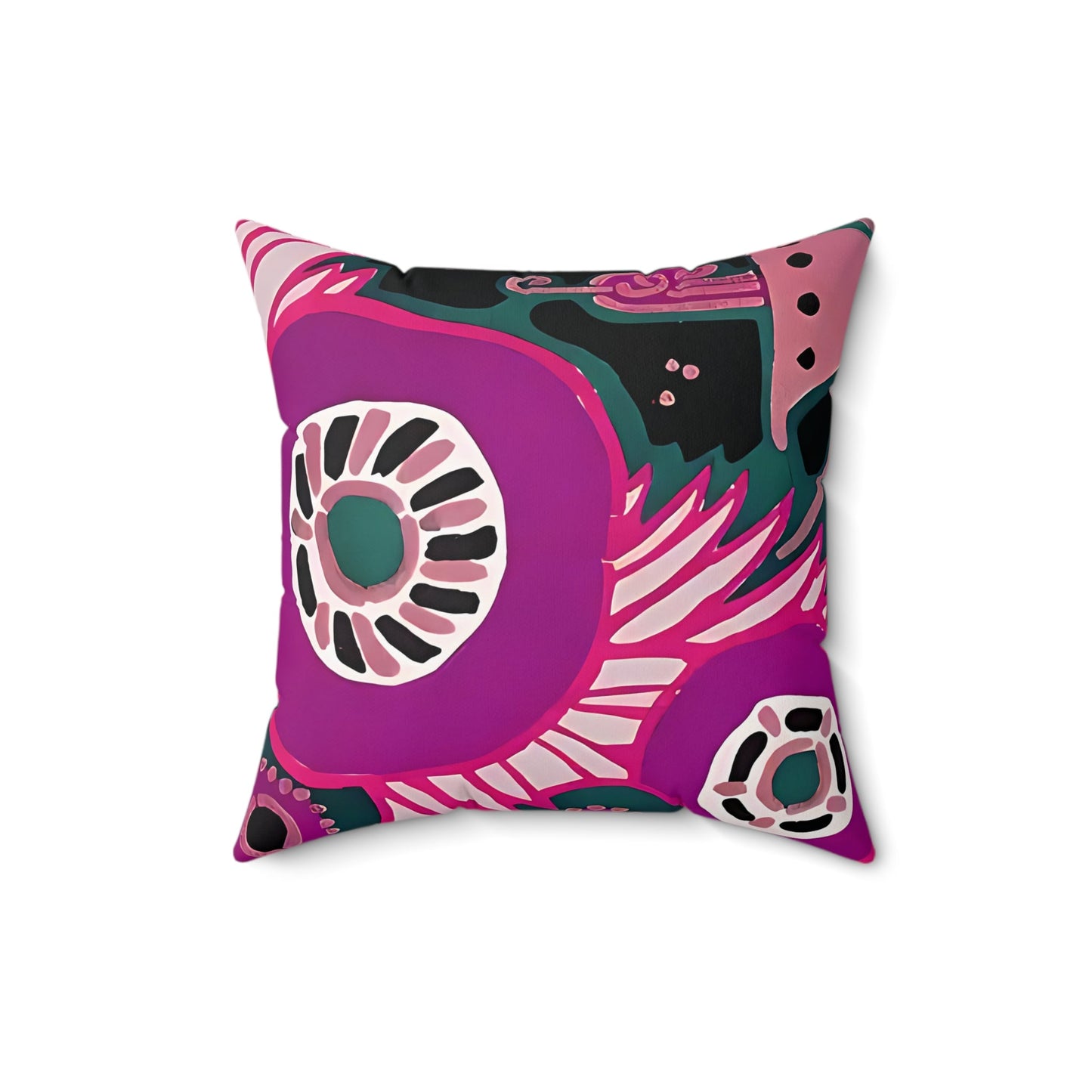 Maximalist Floral Jewel Tone Pink and Green Throw Pillow - POP DECO