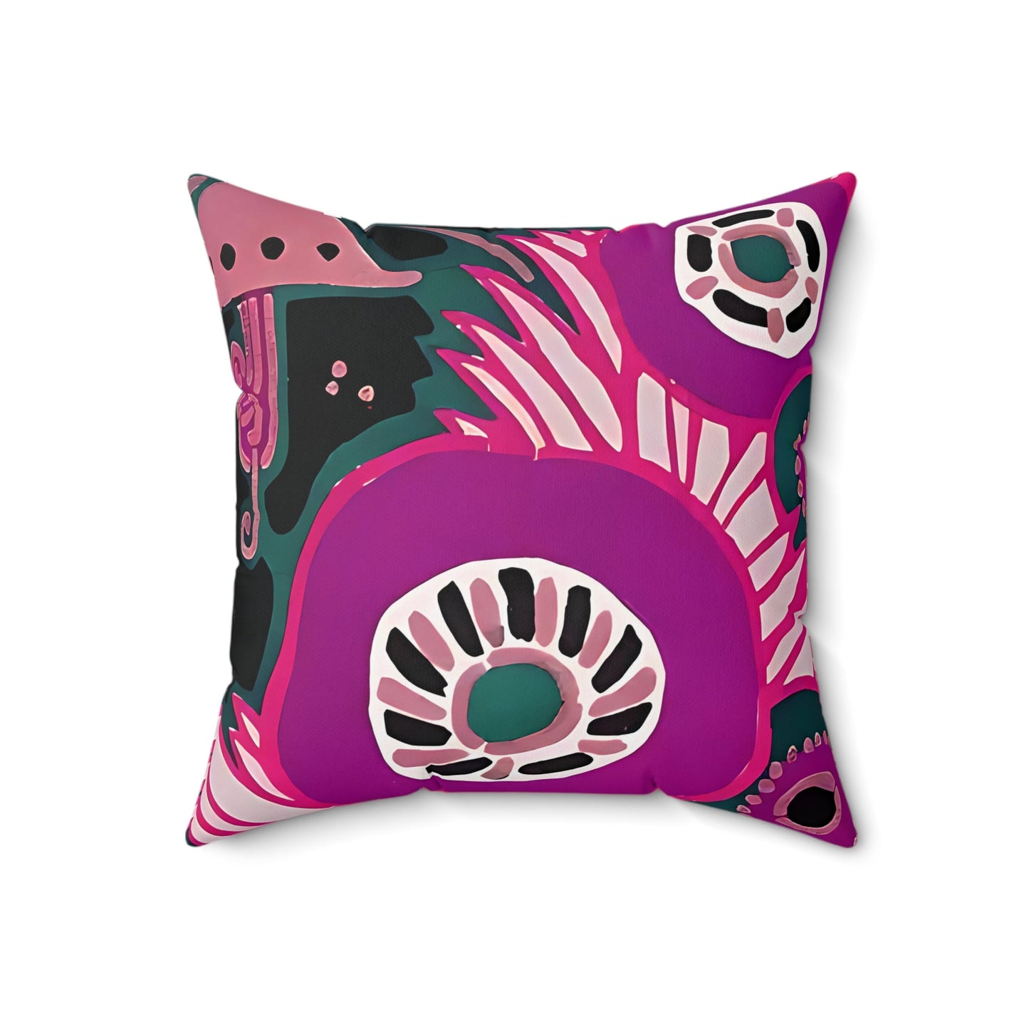 Maximalist Floral Jewel Tone Pink and Green Throw Pillow - POP DECO