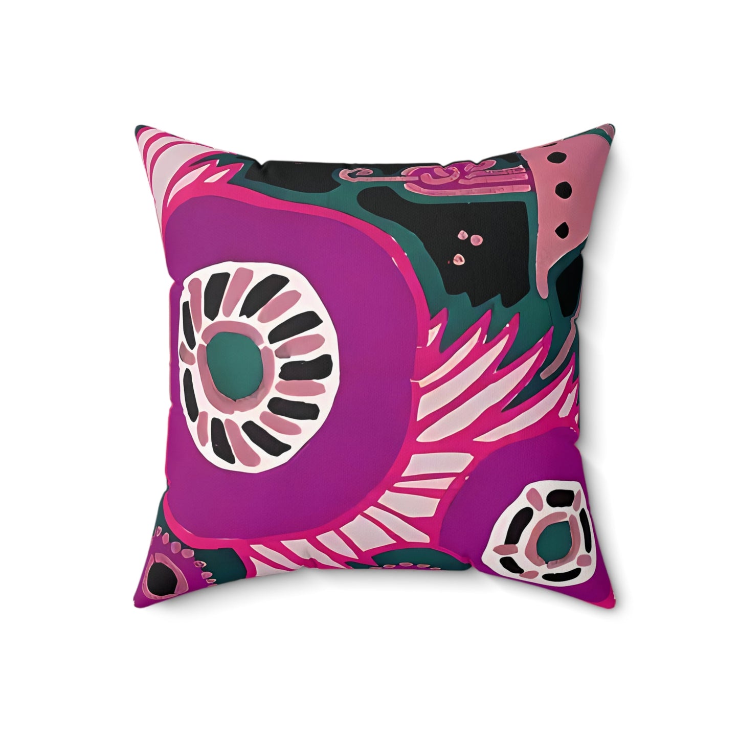 Maximalist Floral Jewel Tone Pink and Green Throw Pillow - POP DECO