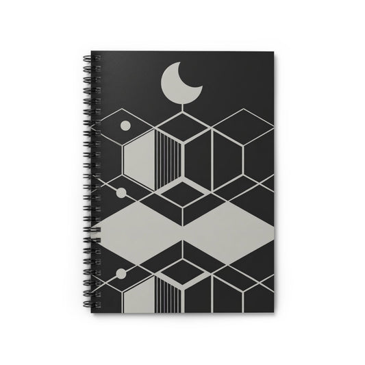 Minimalist Geometric Cosmic Abstract Spiral Notebook - Ruled Line - POP DECO