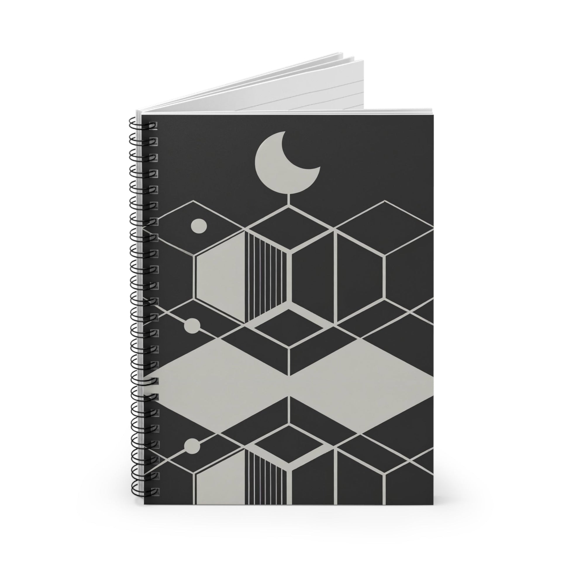 Minimalist Geometric Cosmic Abstract Spiral Notebook - Ruled Line - POP DECO