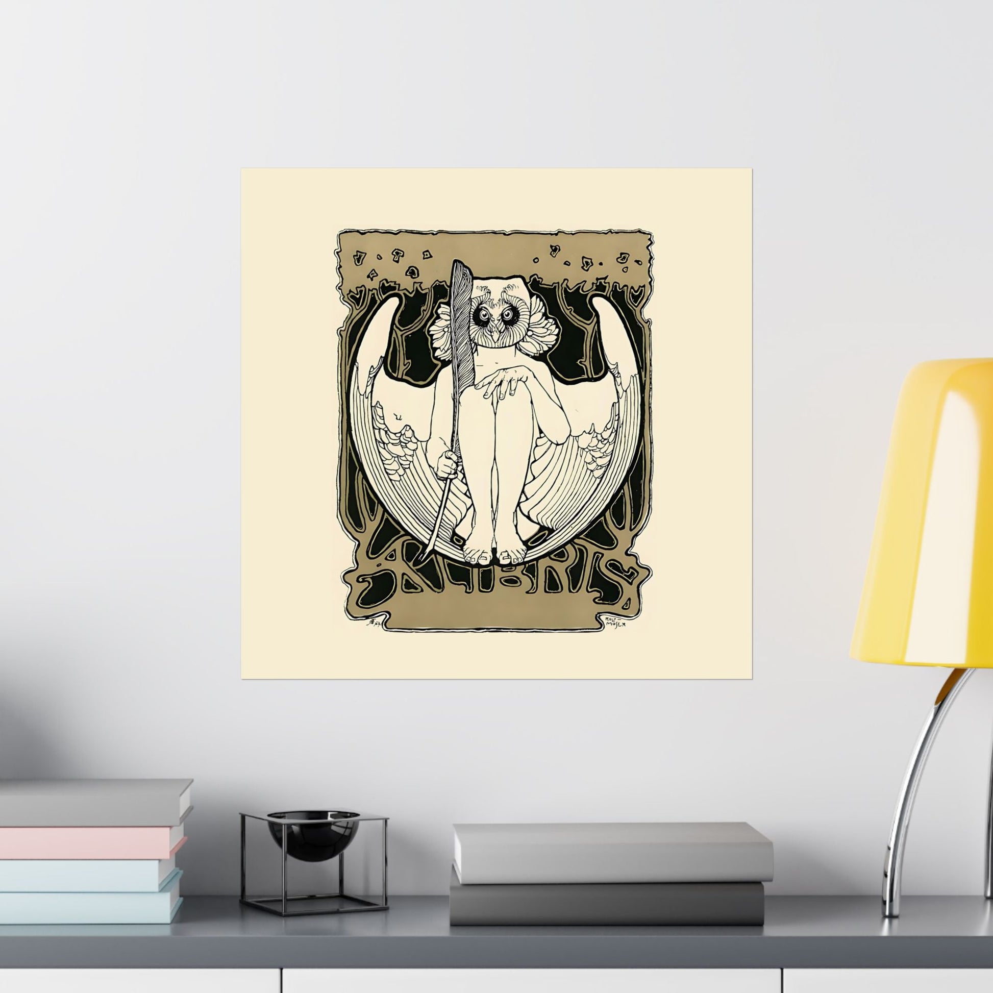 Owl Ex Libris Koloman Moser Poster | Secession Whimsical Gallery Wall Art - POP DECO