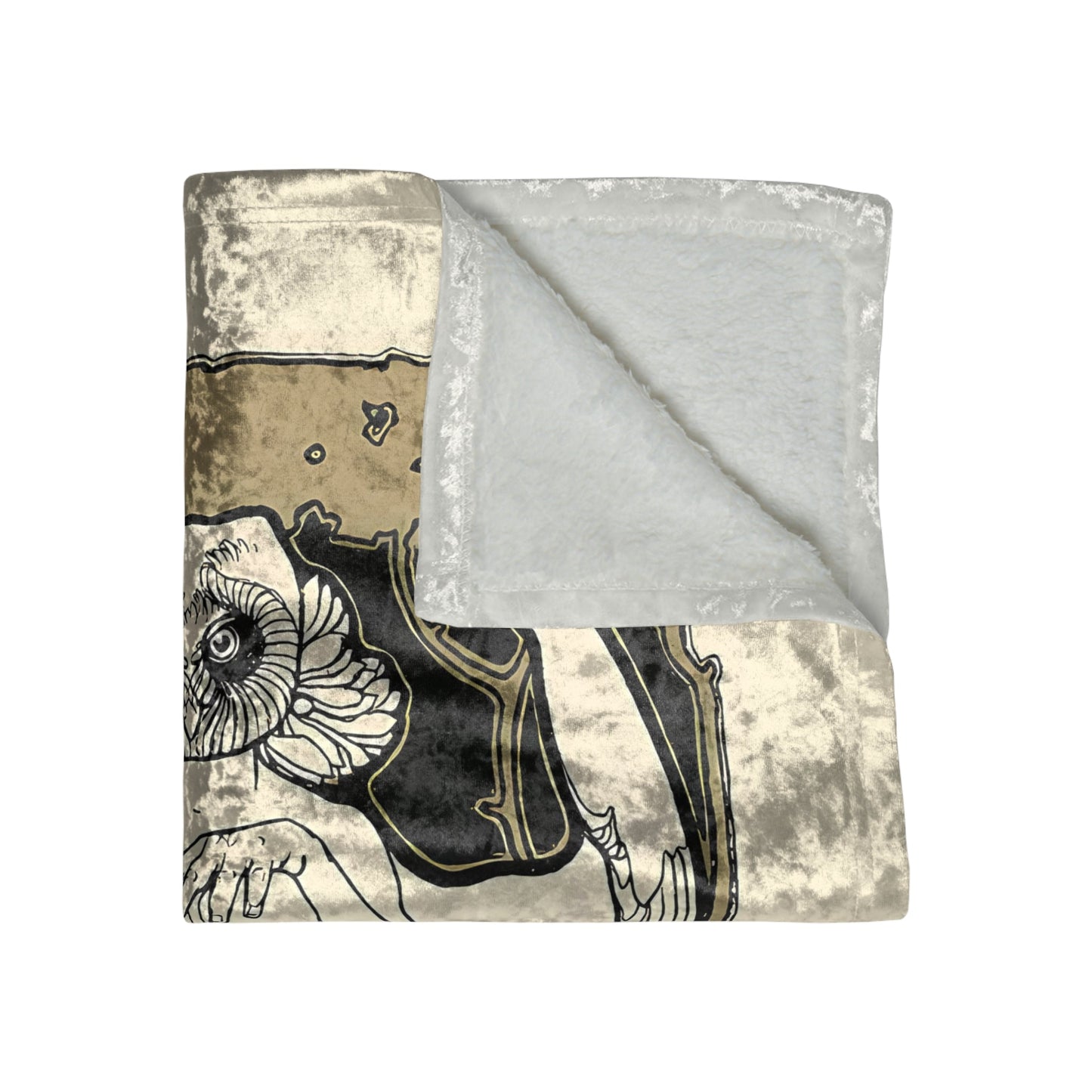 Owl Lady Ex Libris Crushed Velvet Blanket | Vienna Secession Colorful Neutrals Throw - POP DECO