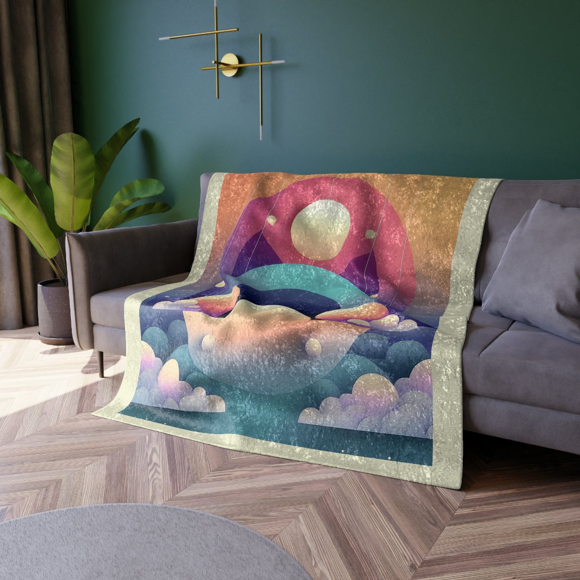 Pastel Cosmos Ethereal Crushed Velvet Blanket | Pretty Pastel Aesthetic Lunar Space Throw - POP DECO