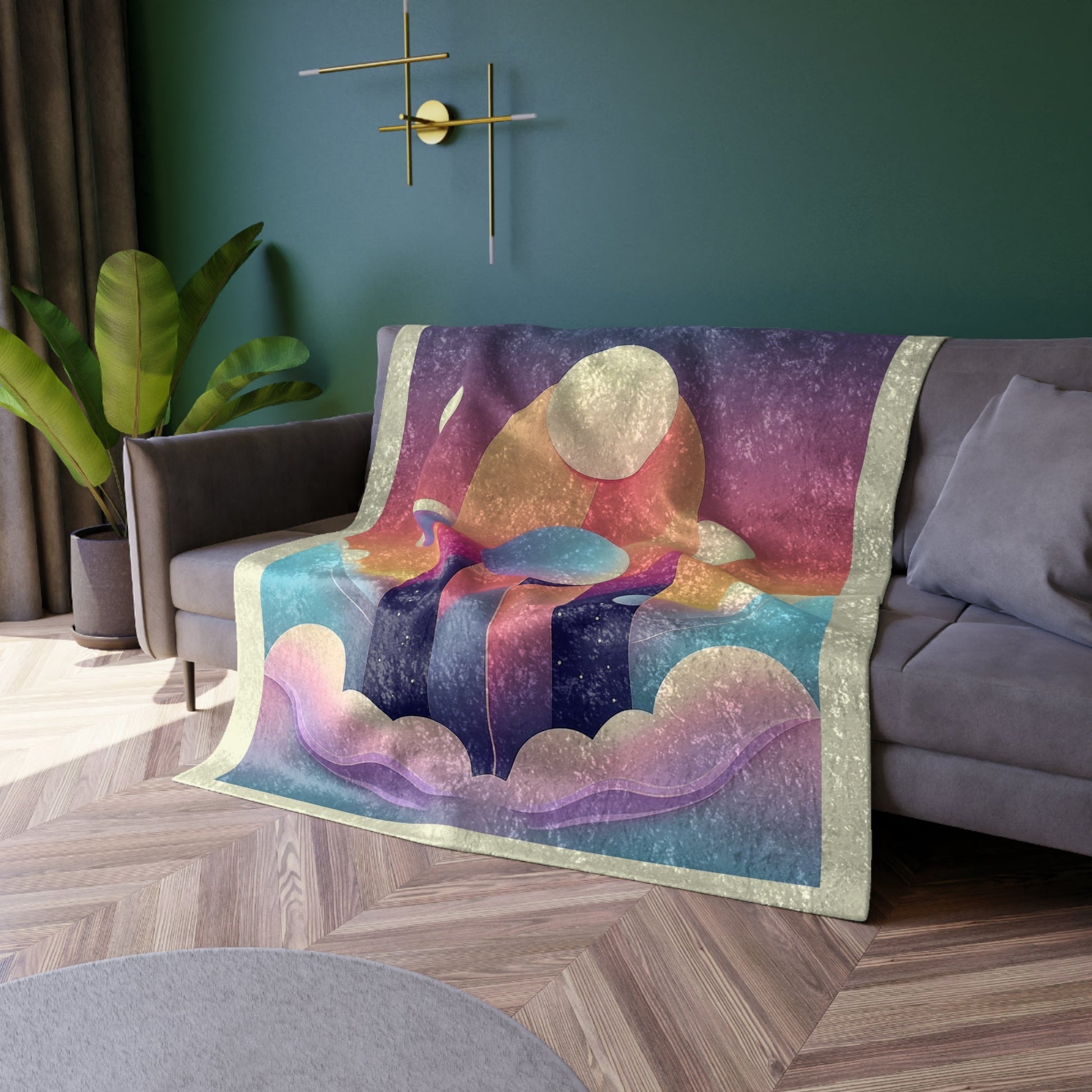 Pastel Cosmos Ethereal Crushed Velvet Blanket | Pretty Pastel Aesthetic Lunar Space Throw - POP DECO