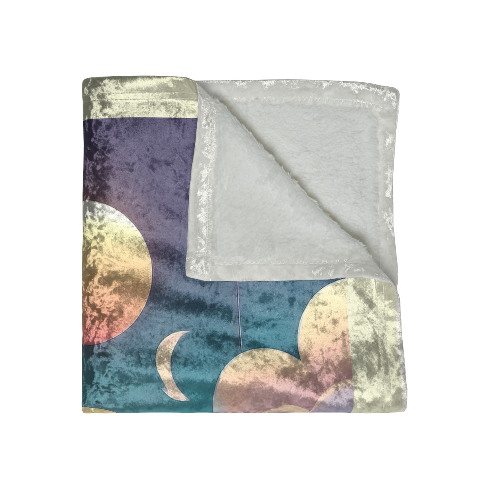 Pastel Cosmos Ethereal Crushed Velvet Blanket | Pretty Pastel Aesthetic Moon and Clouds Throw - POP DECO