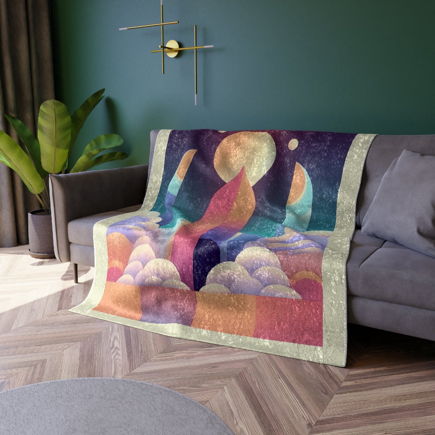 Pastel Cosmos Ethereal Moon Crushed Velvet Blanket | Pretty Pastel Aesthetic Eclectic Throw - POP DECO