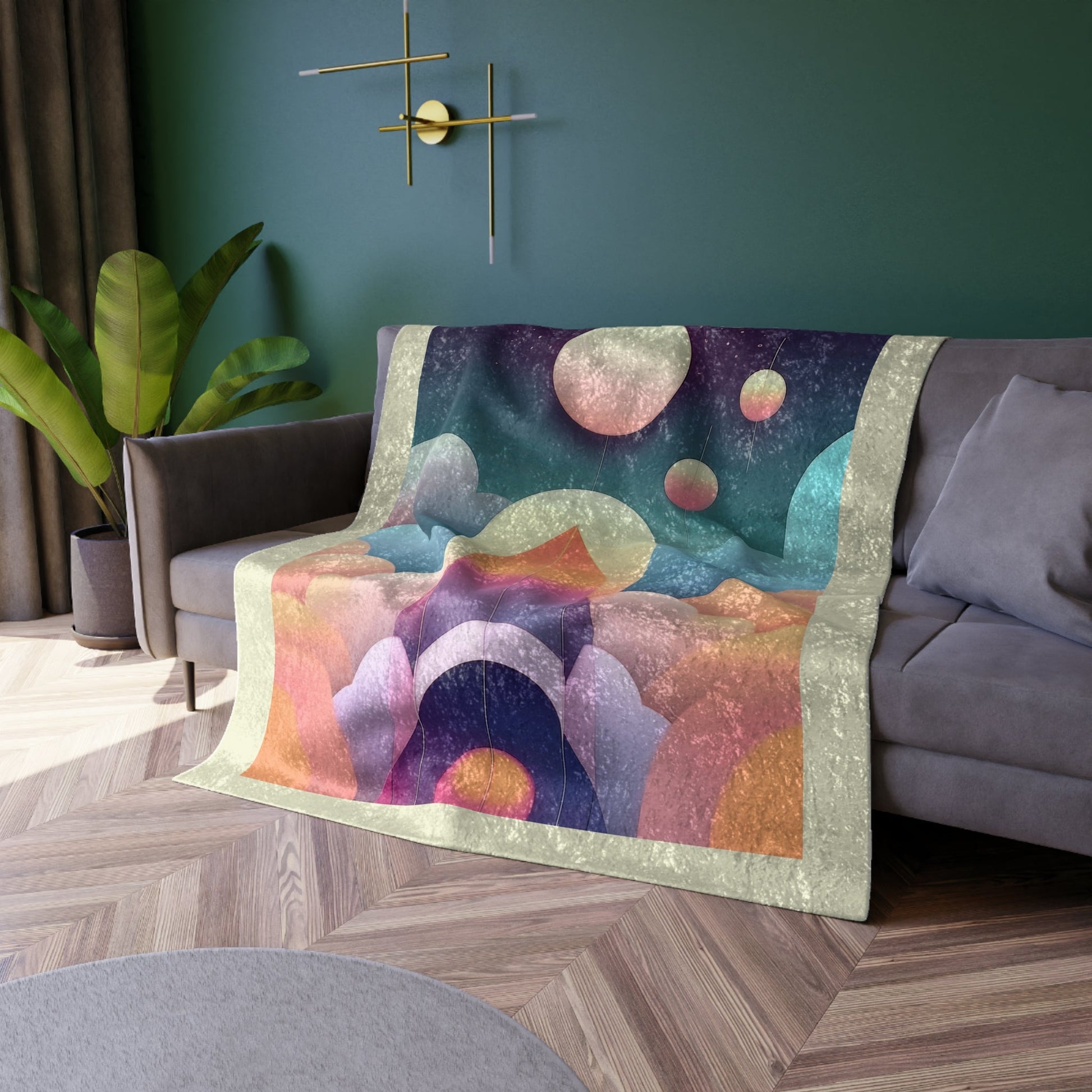 Pastel Cosmos Ethereal Moon Crushed Velvet Blanket | Pretty Pastel Aesthetic Eclectic Throw - POP DECO