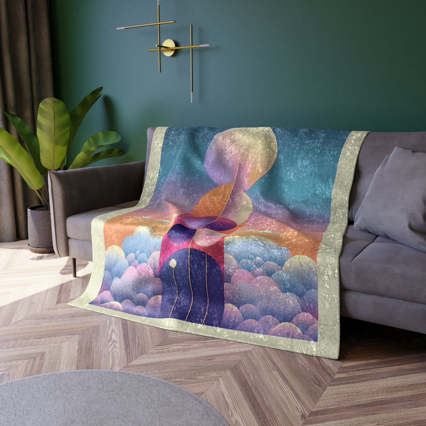 Pastel Cosmos Ethereal Moon Crushed Velvet Blanket | Pretty Pastel Aesthetic Outer Space Throw - POP DECO